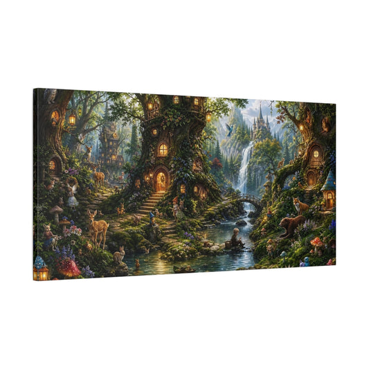 Main Mockup. Fairytale Fantasy Forest Enchanted Forest shown as stretched canvas wall art