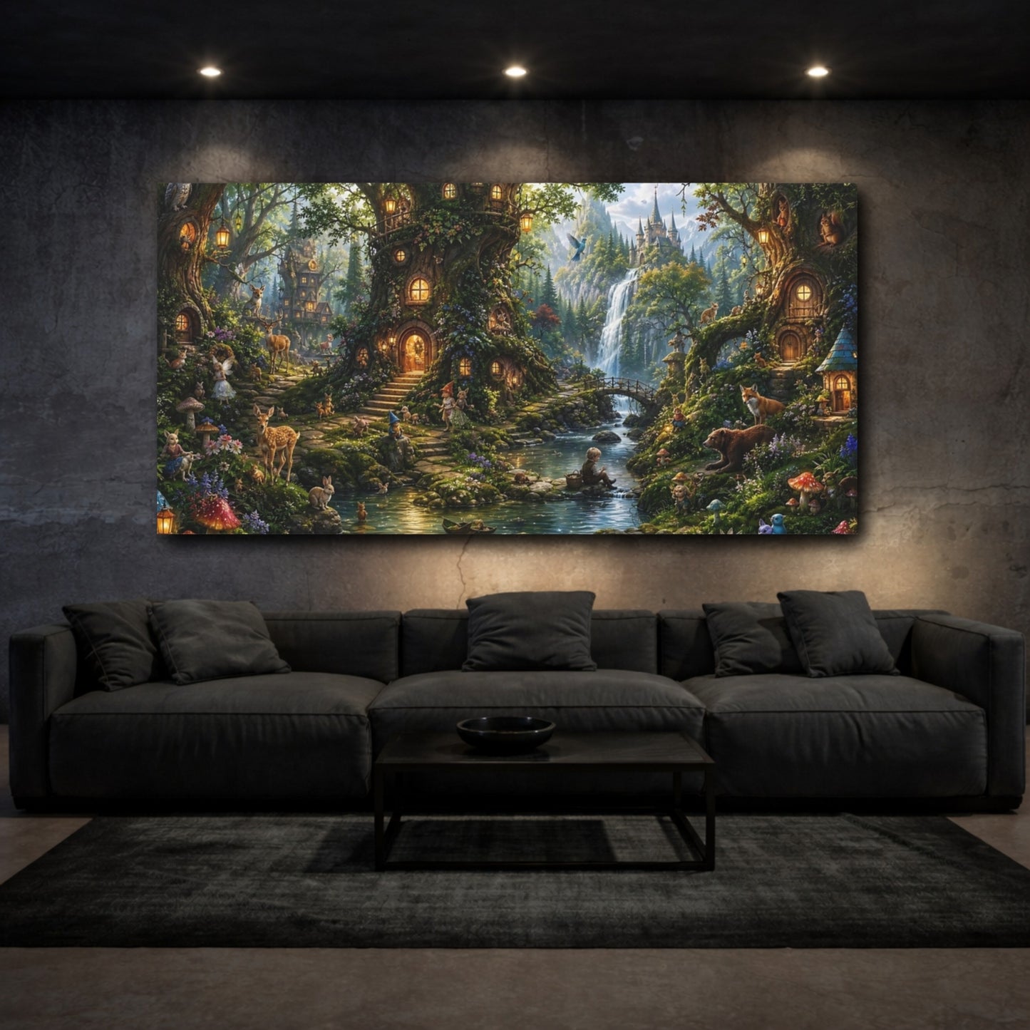 Mockup 2. Fairytale Fantasy Forest Enchanted Forest shown as stretched canvas wall art