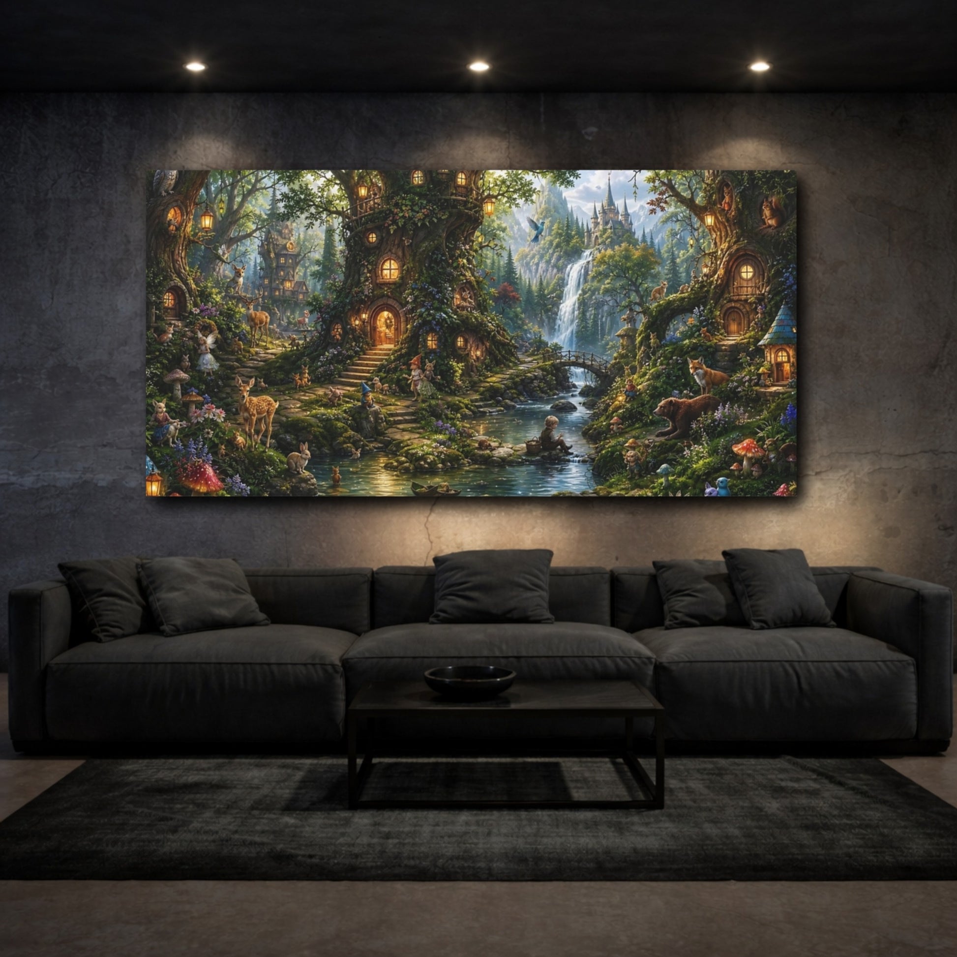 Mockup 2. Fairytale Fantasy Forest Enchanted Forest shown as stretched canvas wall art