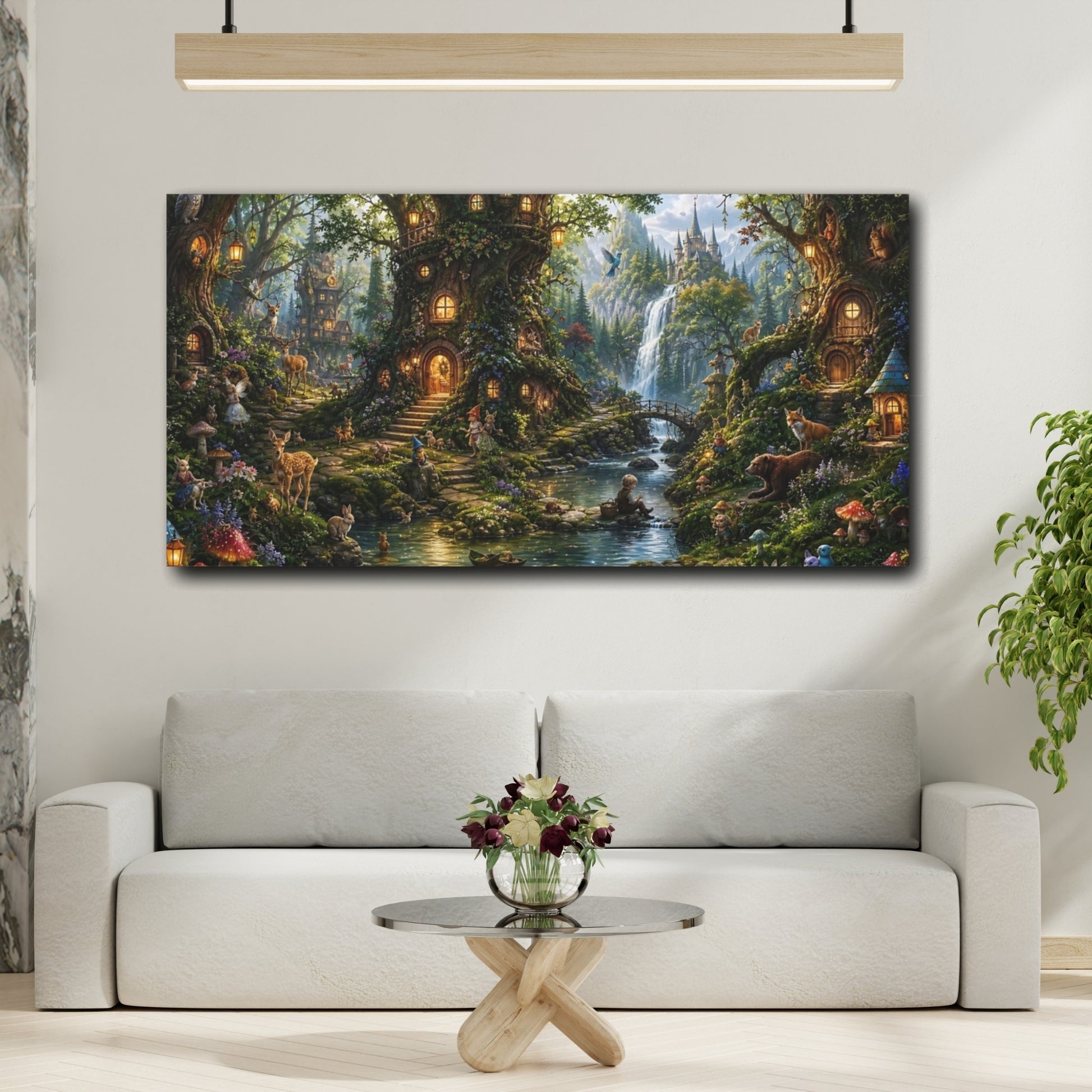Mockup 3. Fairytale Fantasy Forest Enchanted Forest shown as stretched canvas wall art