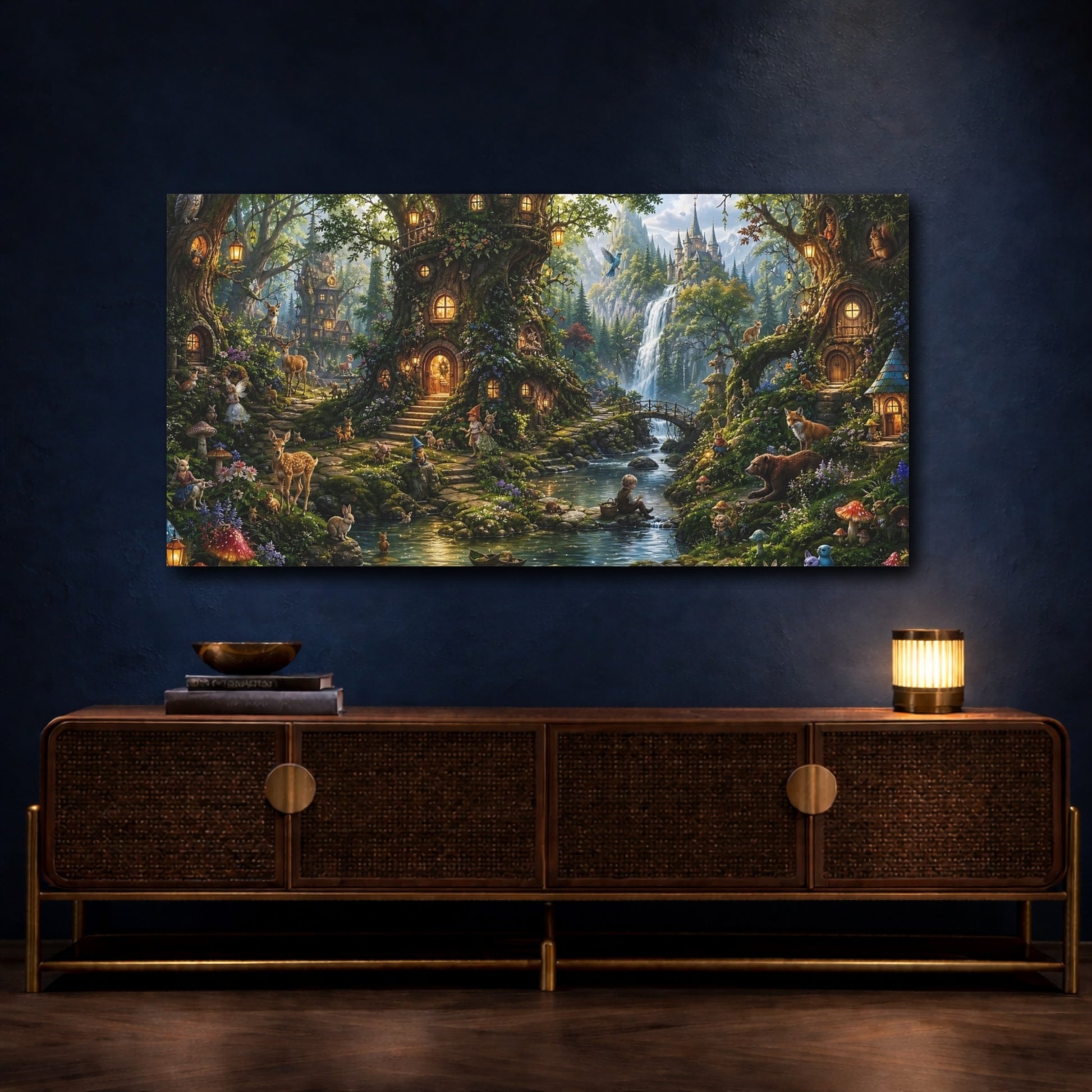 Mockup 4. Fairytale Fantasy Forest Enchanted Forest shown as stretched canvas wall art
