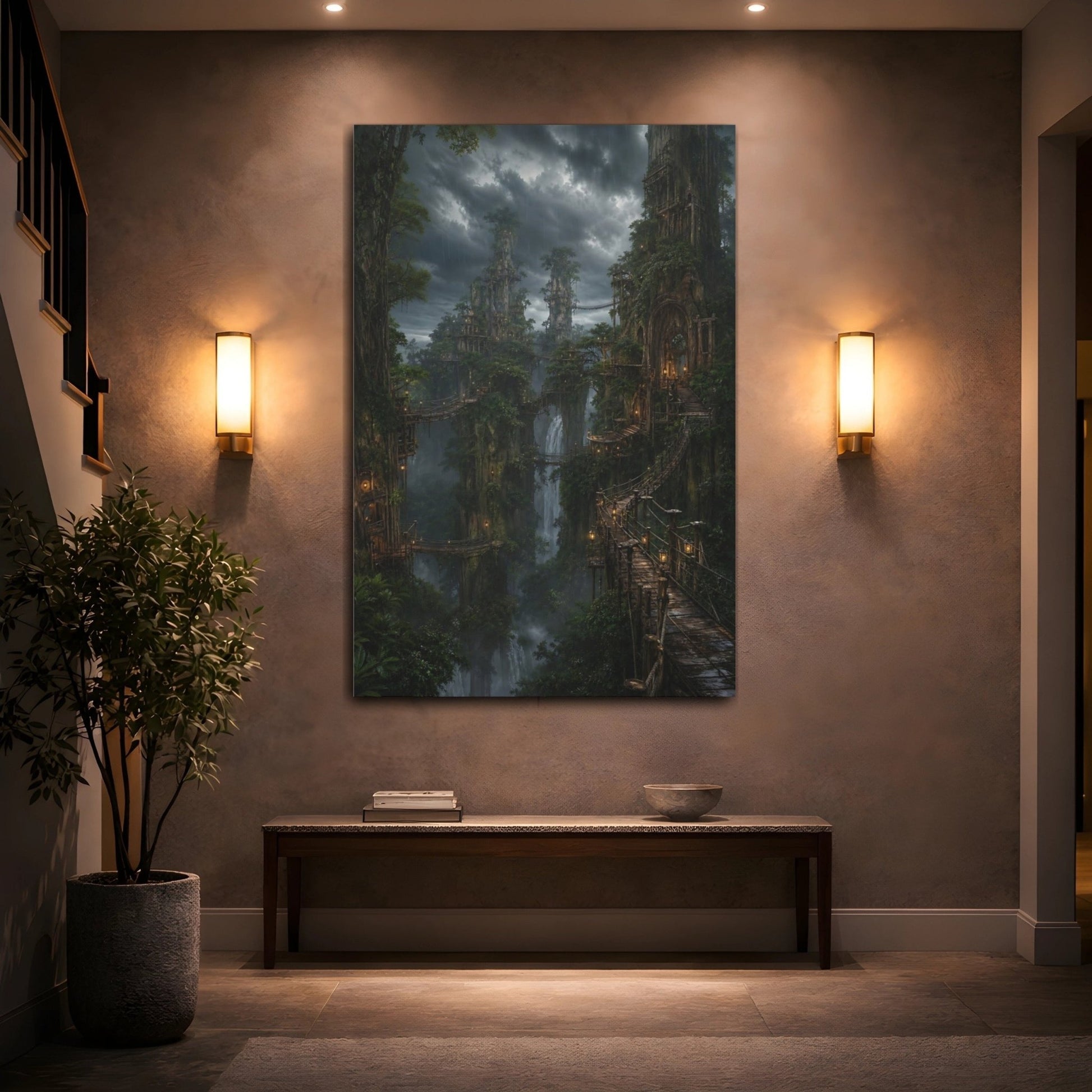 Fairytale Fantasy Forest Green Landscape Canvas Print – Decor for Living Room, Above Sofa - YesArtYes