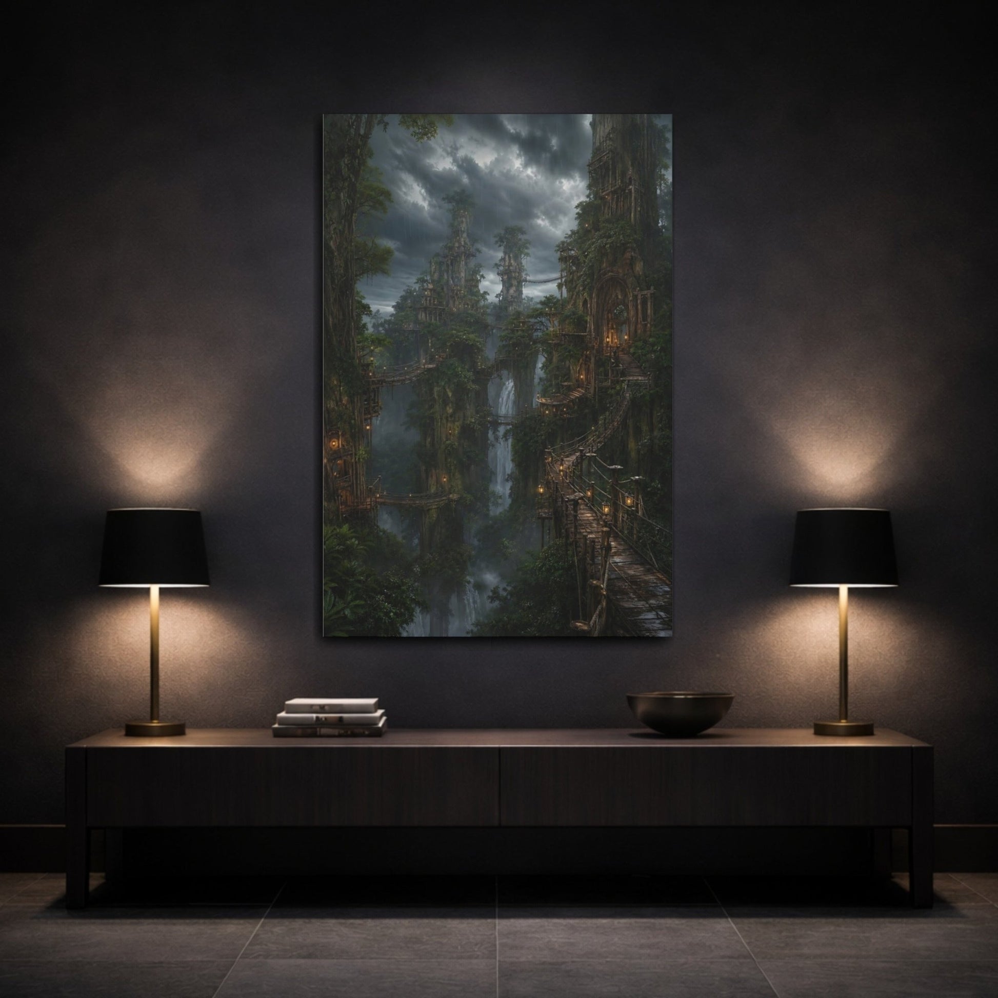 Fairytale Fantasy Forest Green Landscape Canvas Print – Decor for Living Room, Above Sofa - YesArtYes