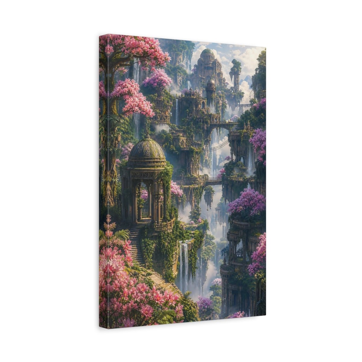 Fairytale Fantasy Landscape Green And Pink Canvas Print – Dreamlike Living Room, Large Wall - YesArtYes