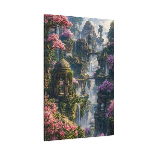 Fairytale Fantasy Landscape Green And Pink Canvas Print – Dreamlike Living Room, Large Wall - YesArtYes