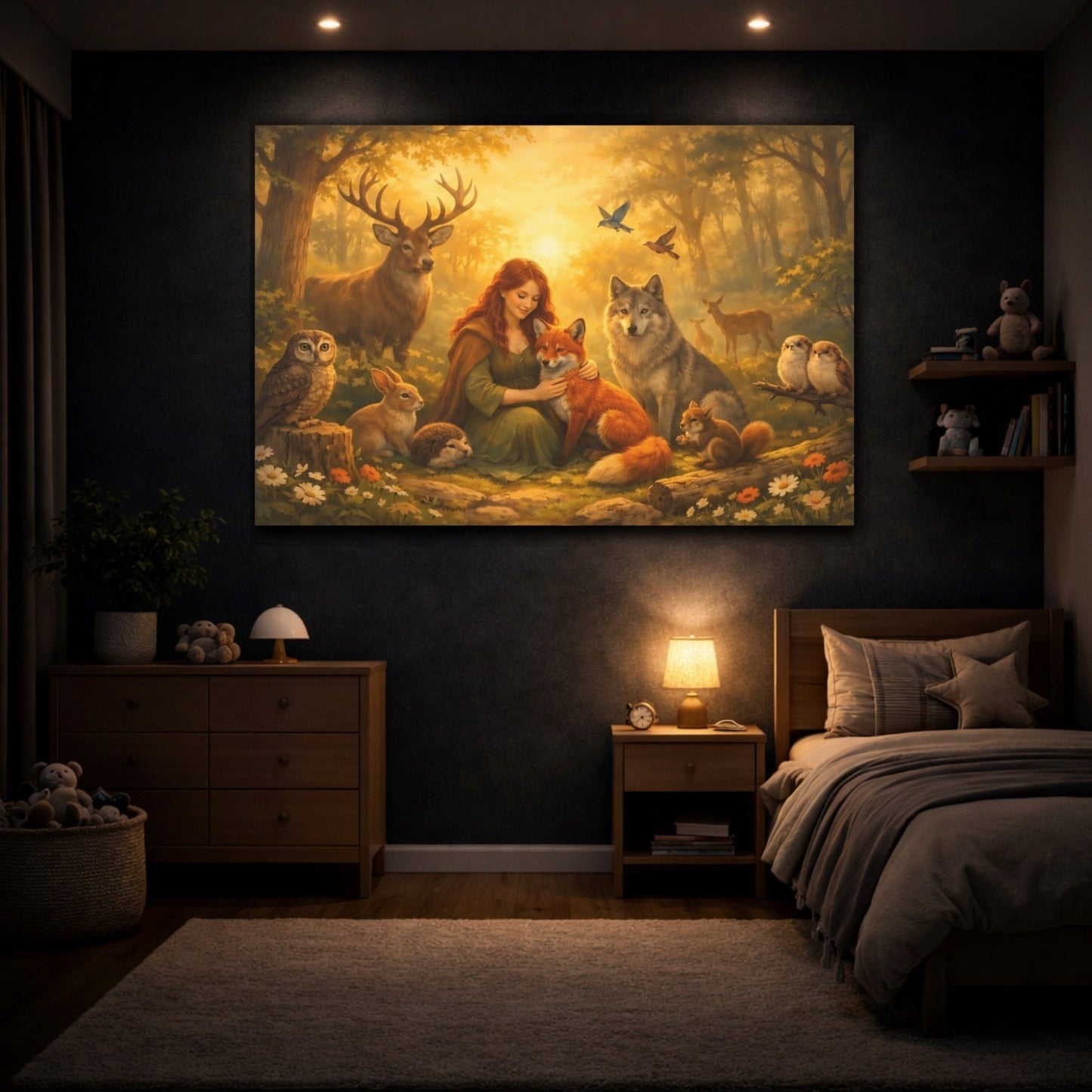 Fairytale Forest Maiden Enchanted - Canvas Wall Art Print - YesArtYes
