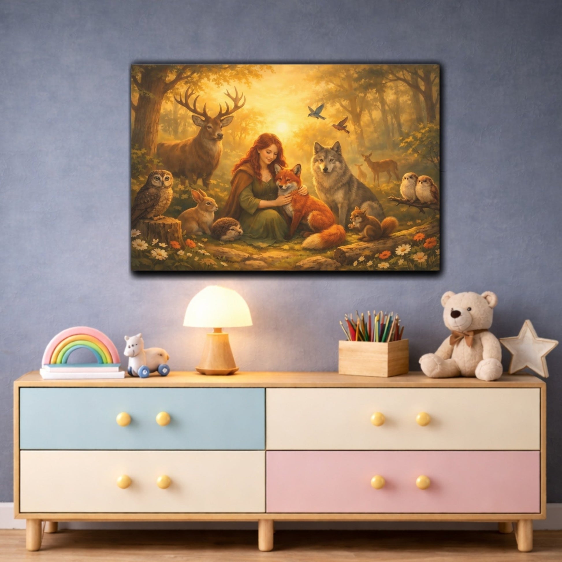 Fairytale Forest Maiden Enchanted - Canvas Wall Art Print - YesArtYes