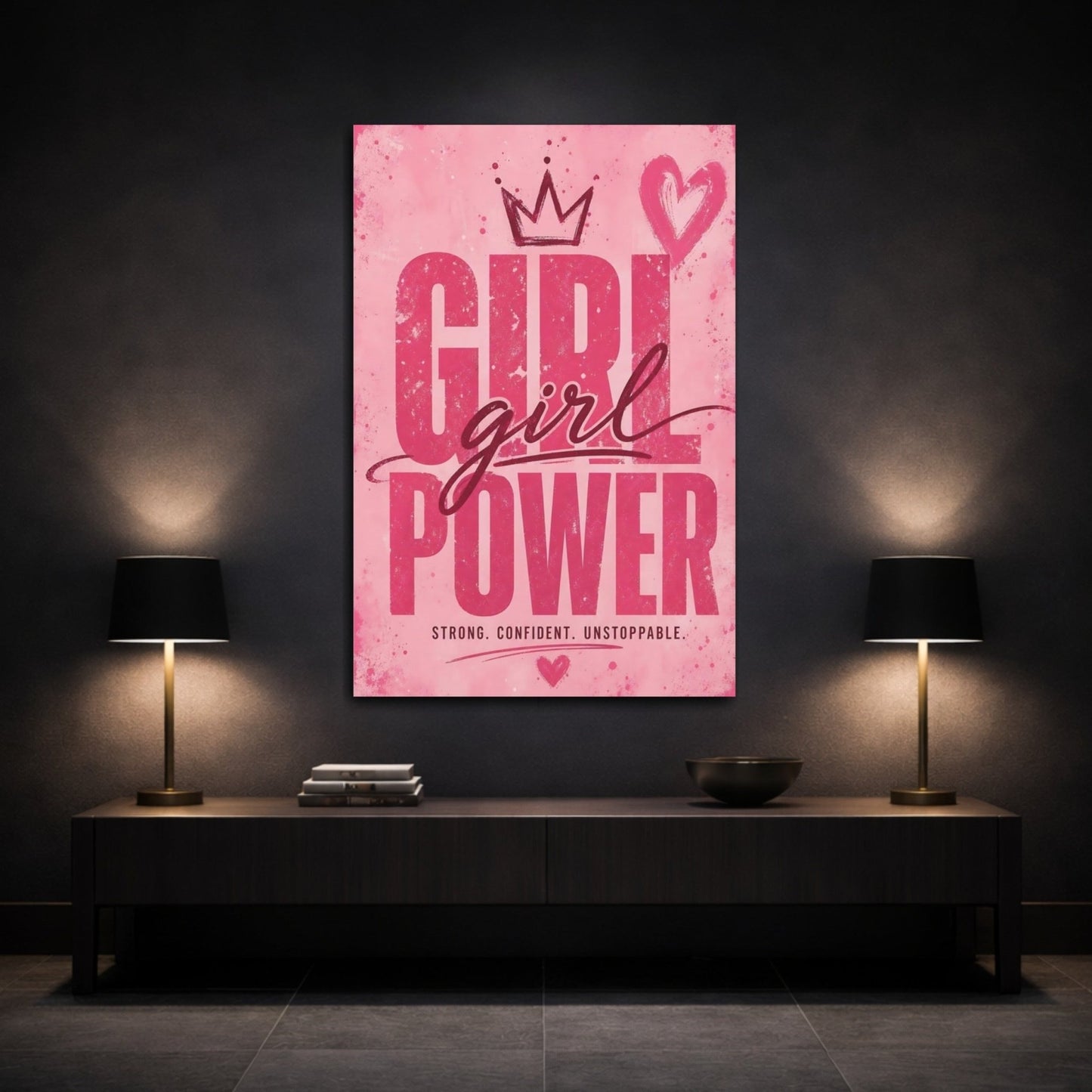 Fairytale Girl Power Pink Canvas Print – Bedroom, Above Headboard, - YesArtYes