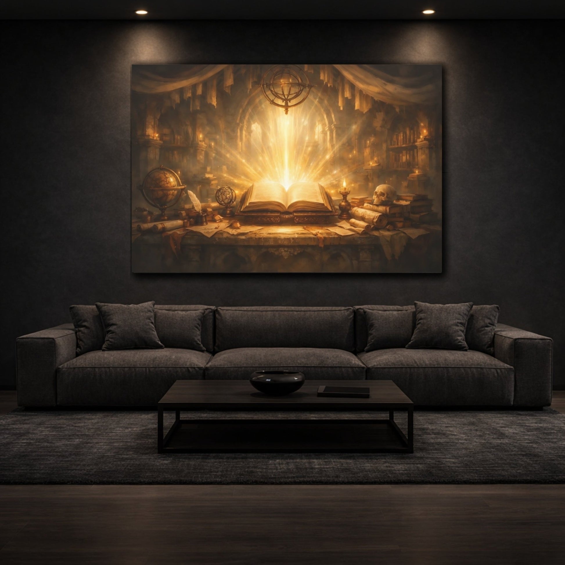 Fairytale Glowing Book Golden Library - Canvas Wall Art Print - YesArtYes