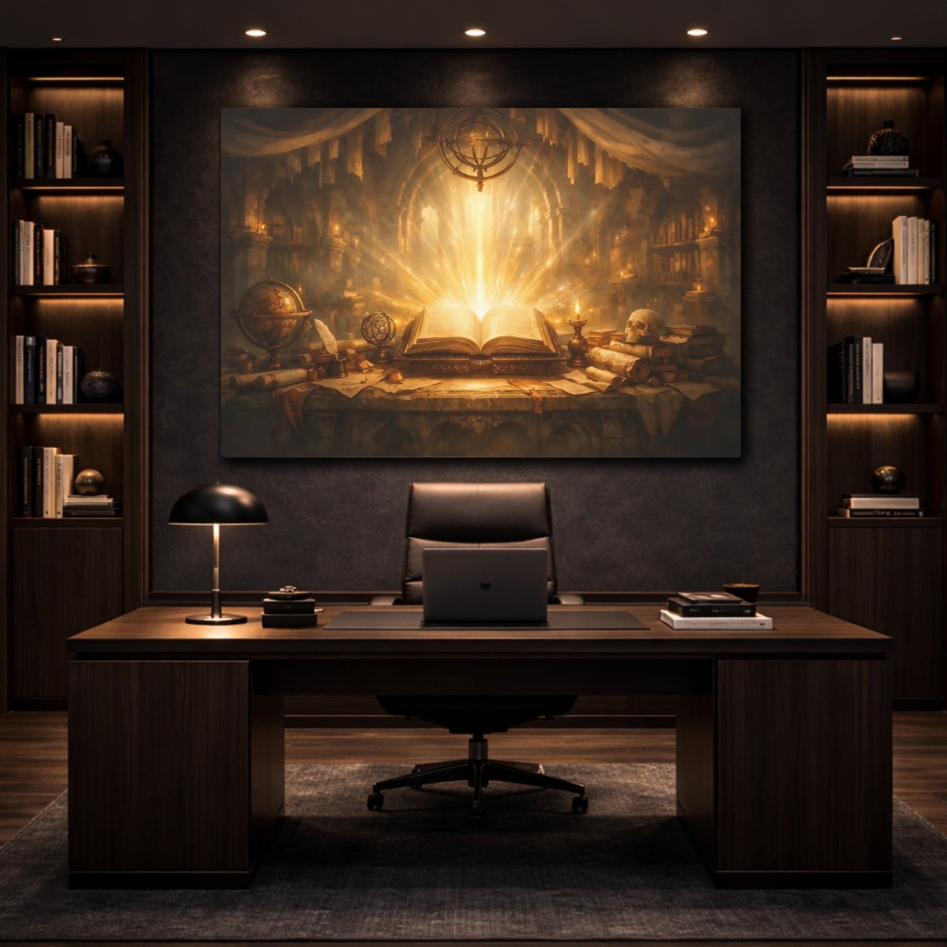 Fairytale Glowing Book Golden Library - Canvas Wall Art Print - YesArtYes