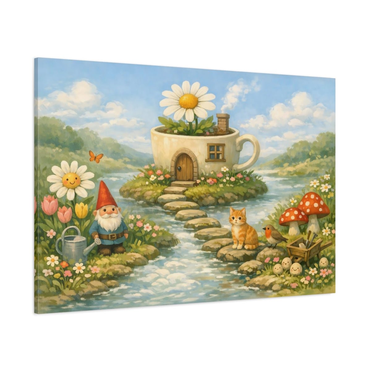 Fairytale Gnome Garden Pastel - Canvas Wall Art Print - YesArtYes