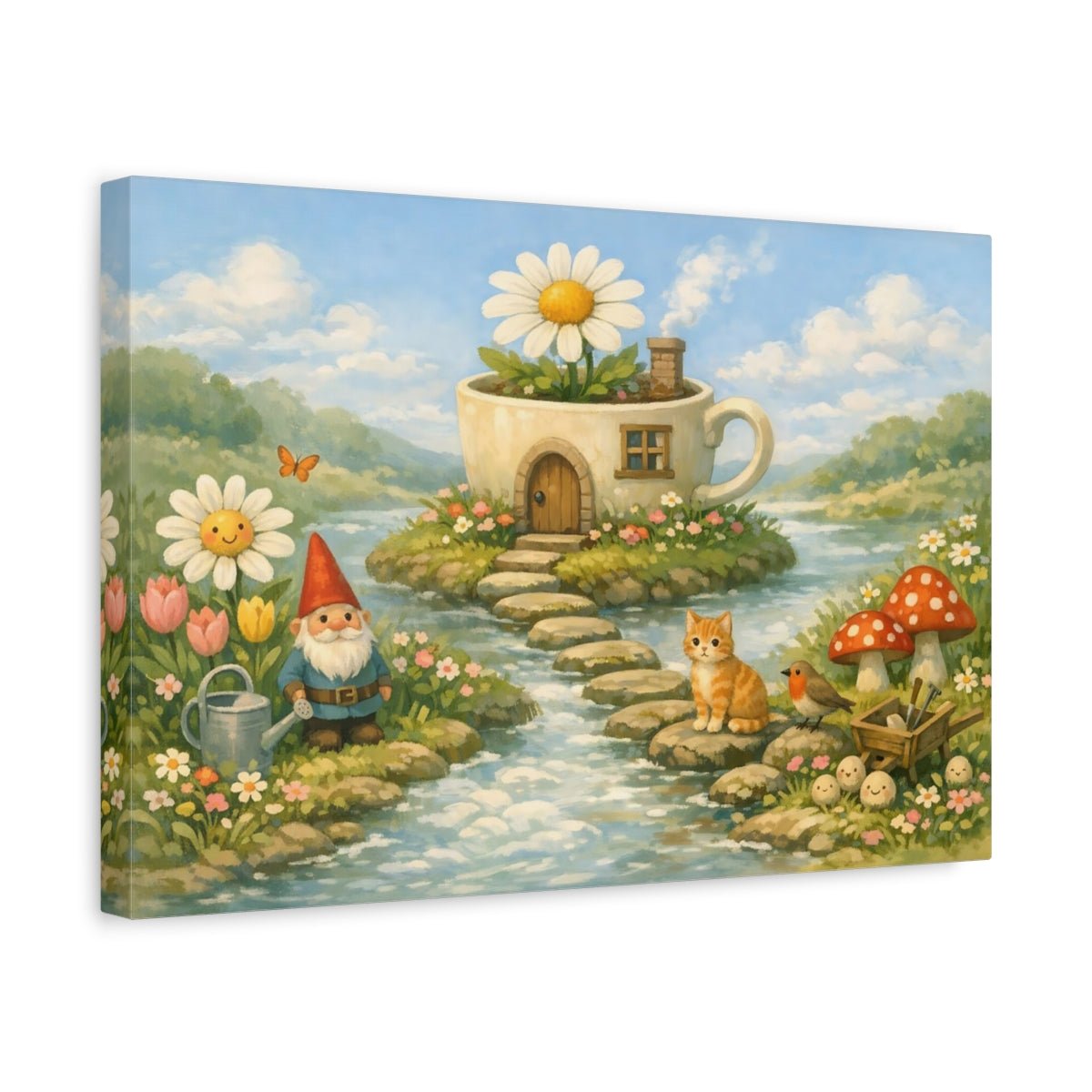 Fairytale Gnome Garden Pastel - Canvas Wall Art Print - YesArtYes