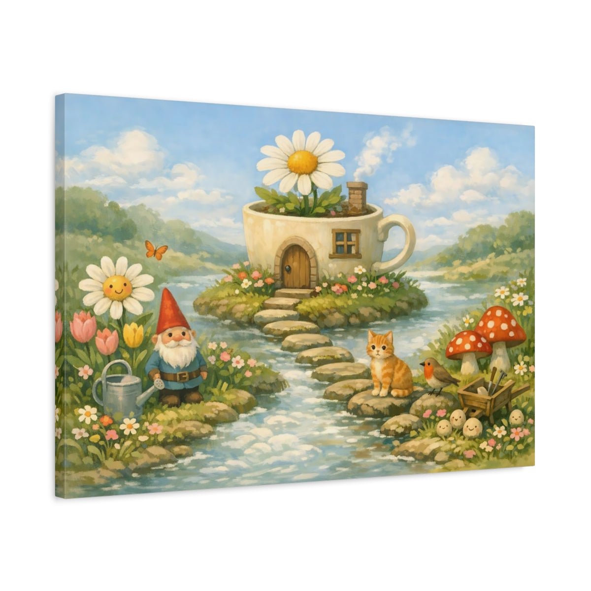 Fairytale Gnome Garden Pastel - Canvas Wall Art Print - YesArtYes