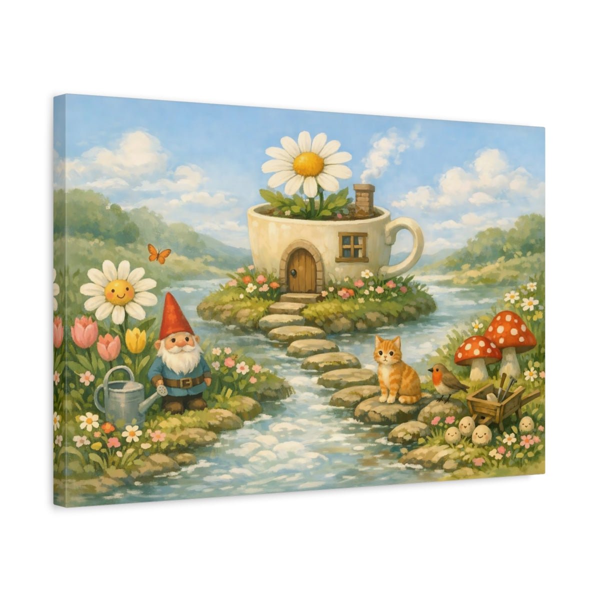 Fairytale Gnome Garden Pastel - Canvas Wall Art Print - YesArtYes