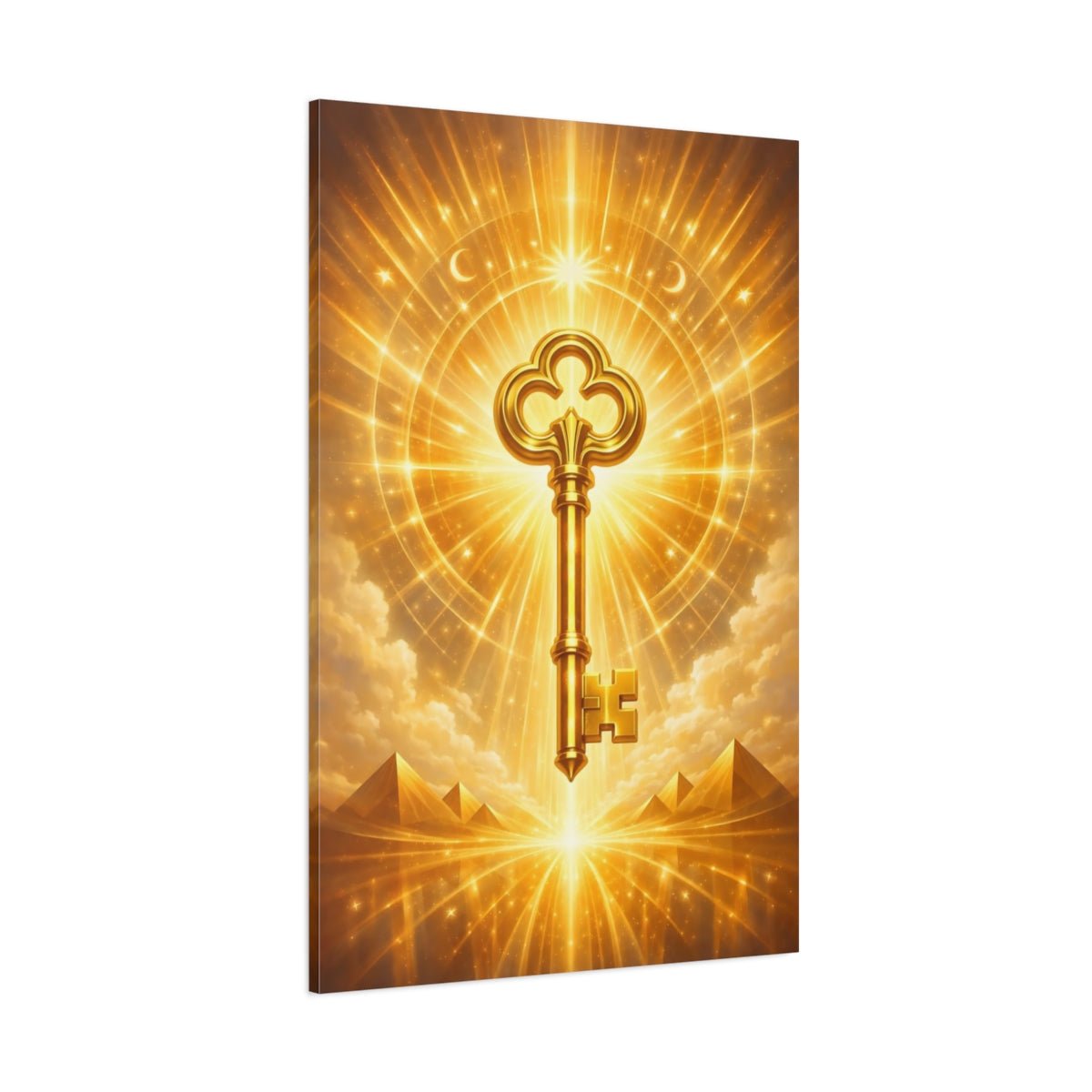 Fairytale Golden Key Gold Radiant - Canvas Wall Art Print - YesArtYes