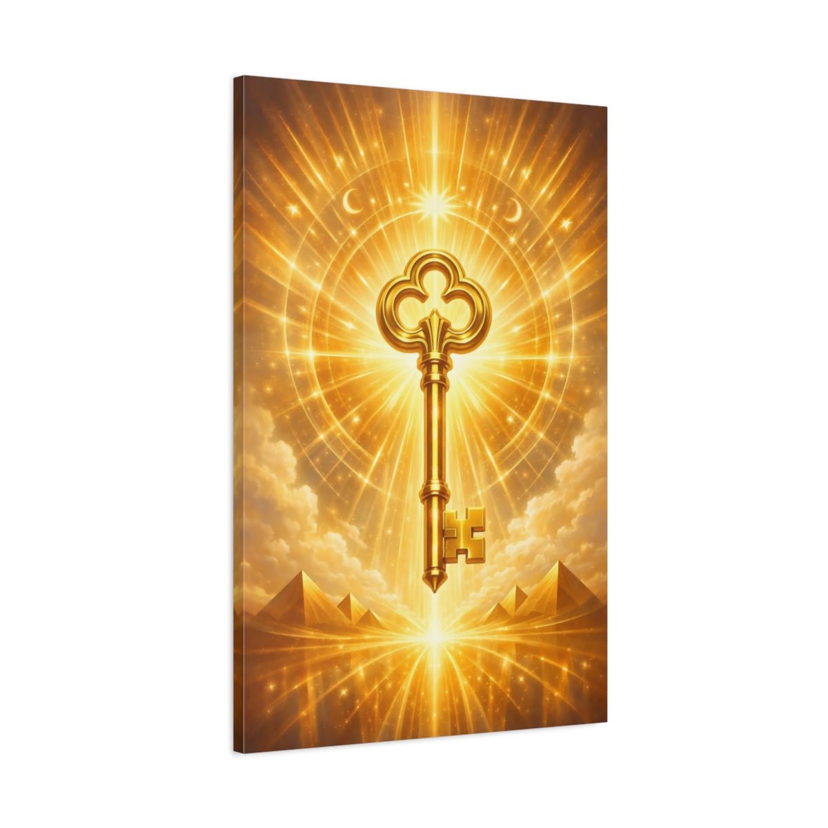 Fairytale Golden Key Gold Radiant - Canvas Wall Art Print - YesArtYes