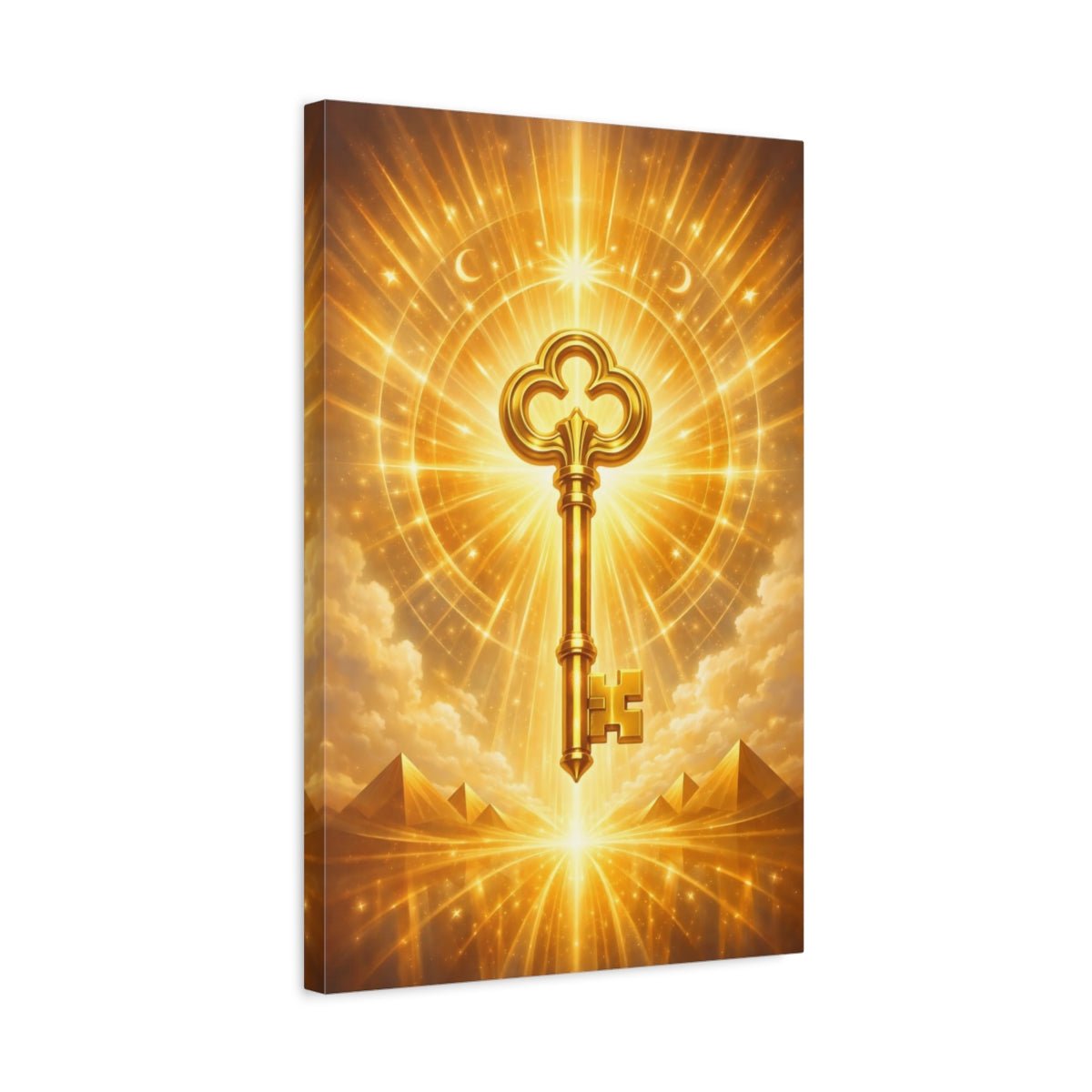 Fairytale Golden Key Gold Radiant - Canvas Wall Art Print - YesArtYes