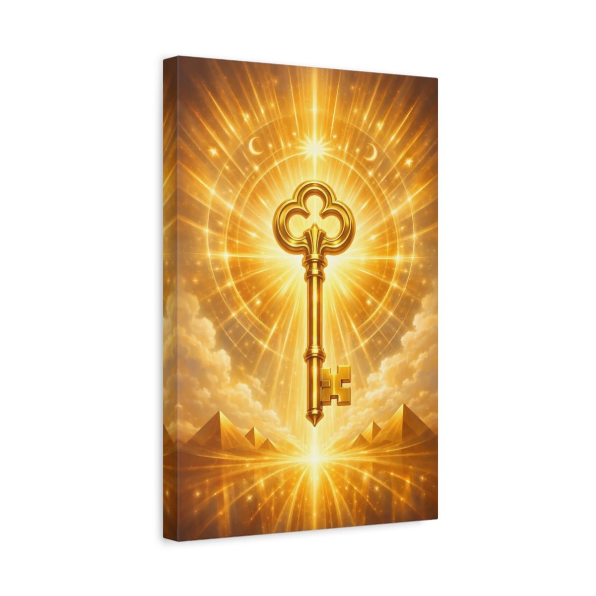 Fairytale Golden Key Gold Radiant - Canvas Wall Art Print - YesArtYes