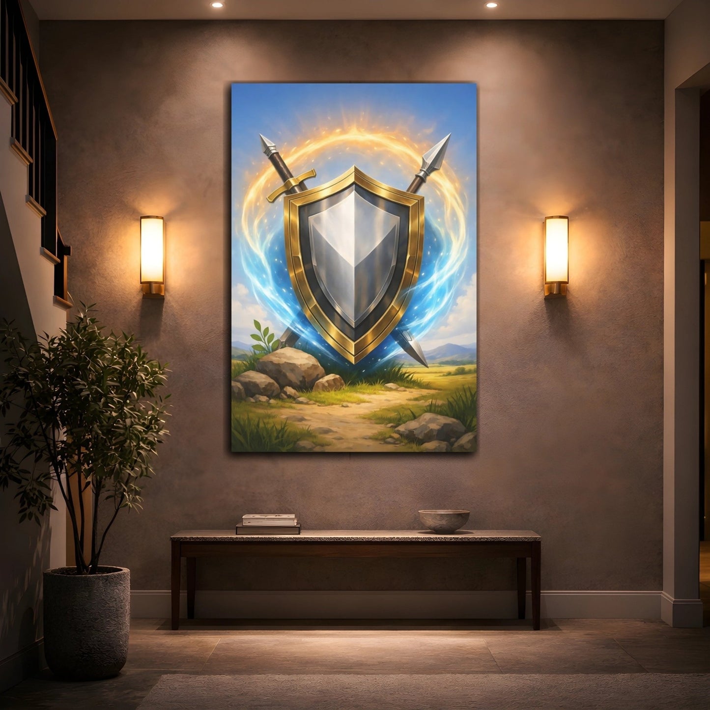 Fairytale Golden Shield - Canvas Wall Art Print - YesArtYes