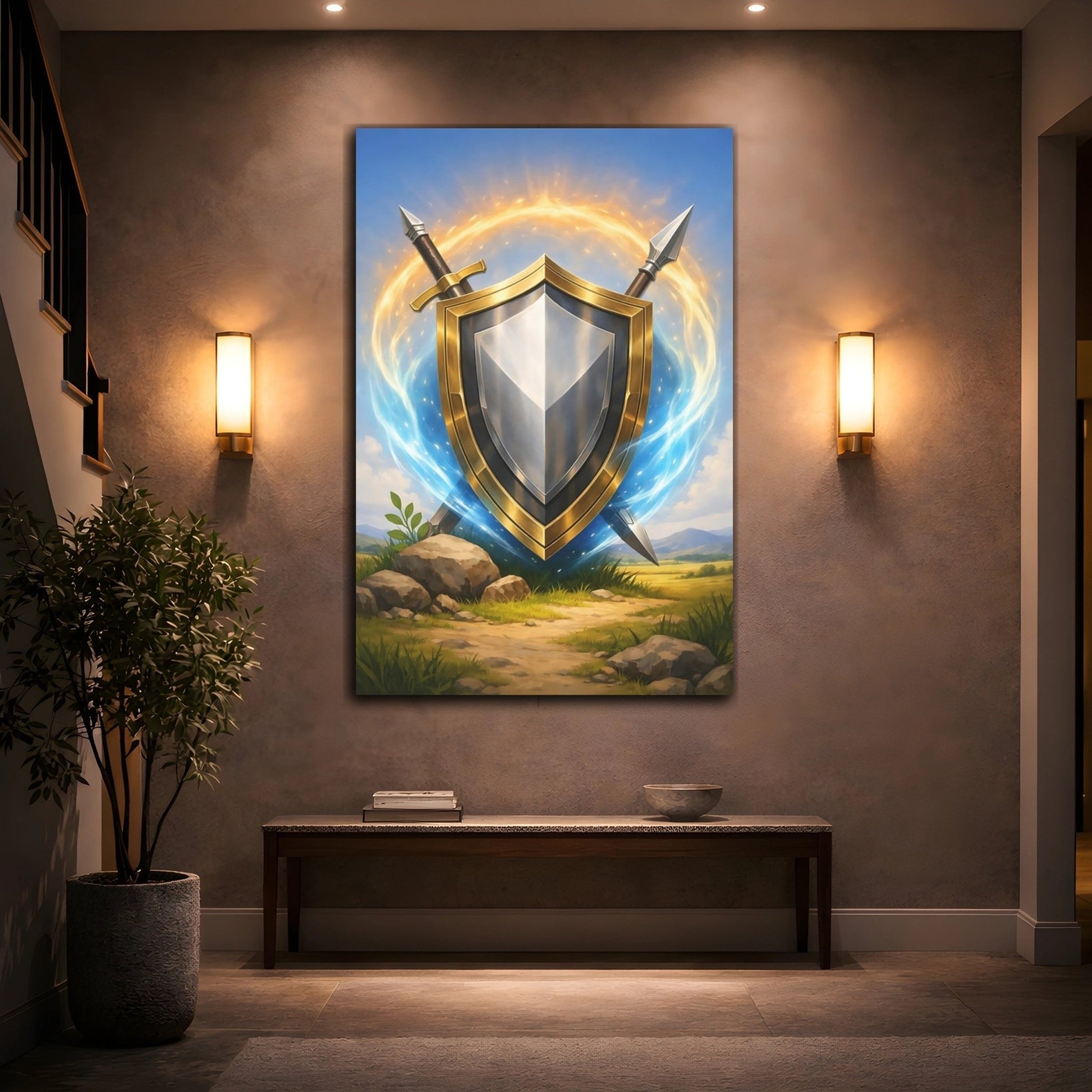 Fairytale Golden Shield - Canvas Wall Art Print - YesArtYes