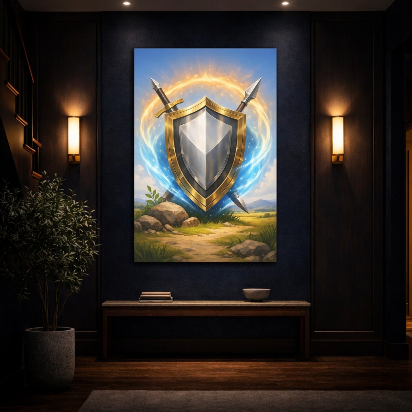 Fairytale Golden Shield - Canvas Wall Art Print - YesArtYes