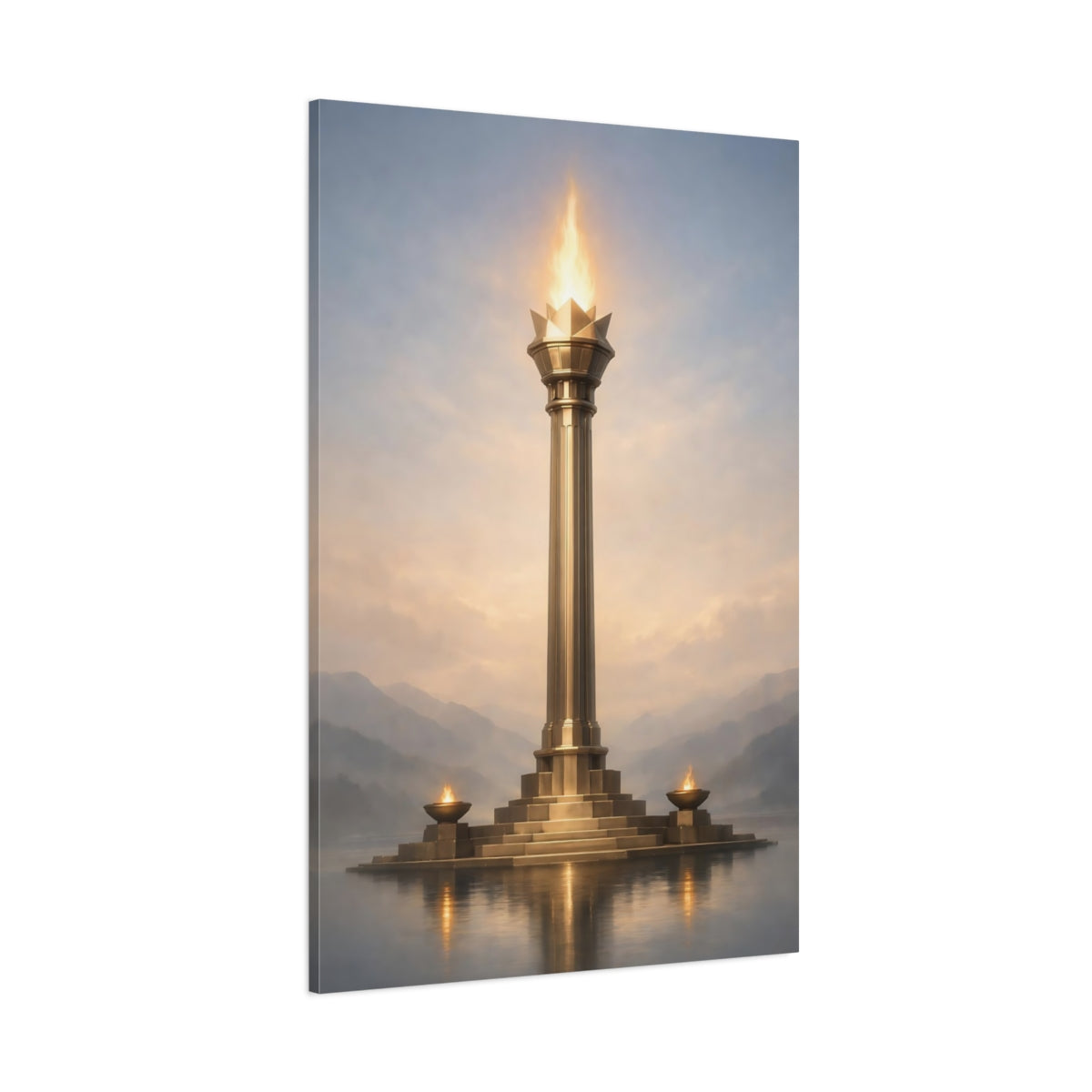 Main Mockup. Fairytale Golden Torch Gold And Blue shown as stretched canvas wall art