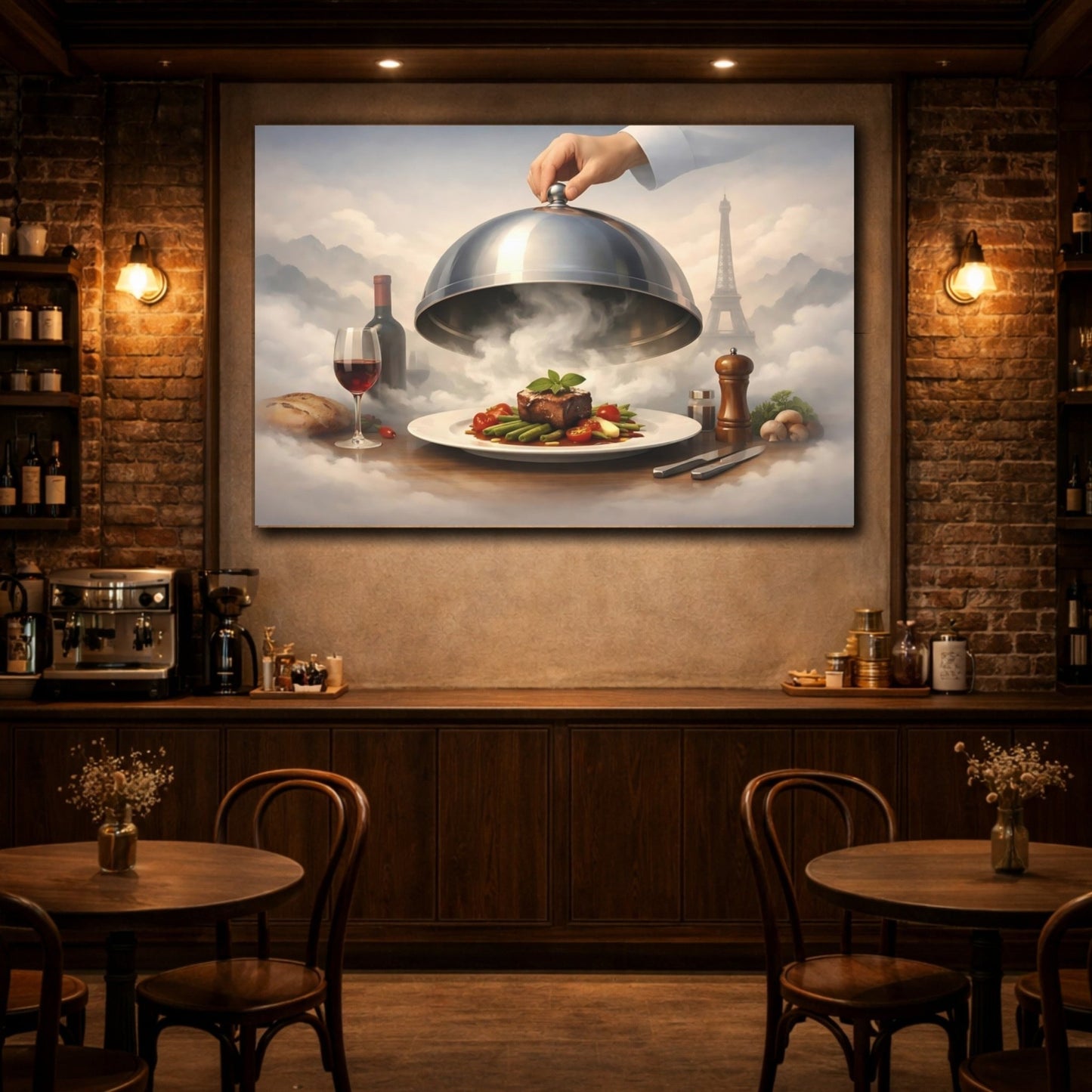 Fairytale Gourmet Meal Parisian Fine Dining - Canvas Wall Art Print - YesArtYes