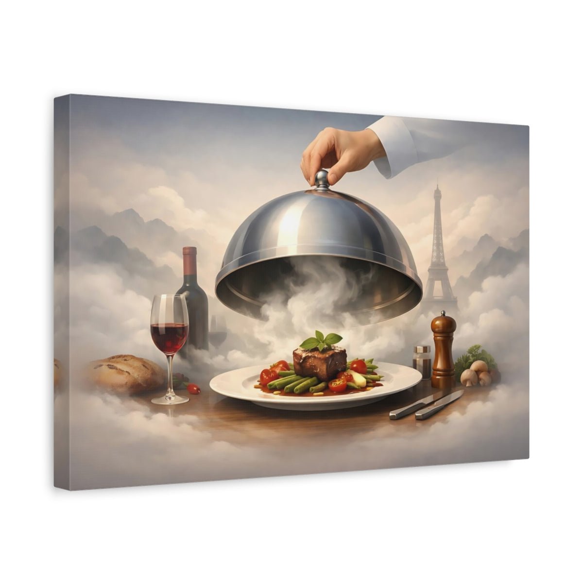 Fairytale Gourmet Meal Parisian Fine Dining - Canvas Wall Art Print - YesArtYes