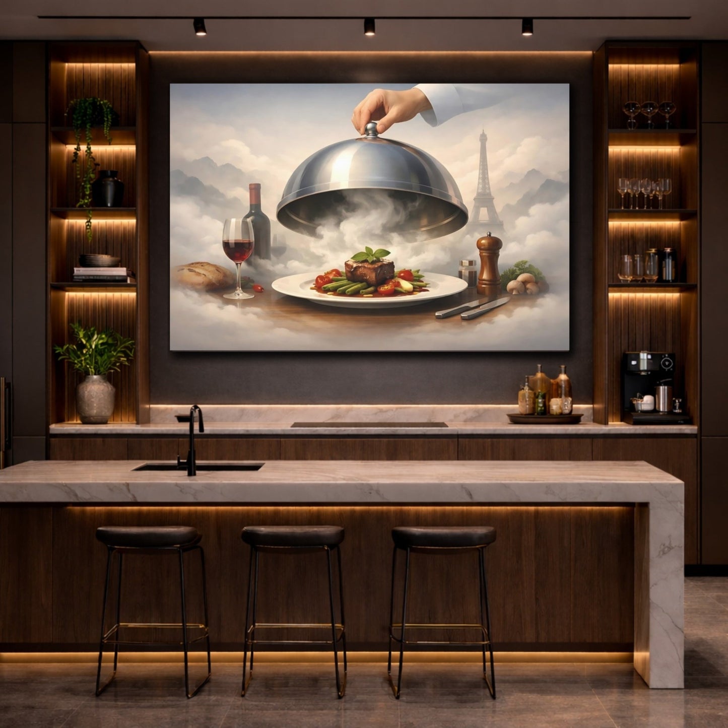 Fairytale Gourmet Meal Parisian Fine Dining - Canvas Wall Art Print - YesArtYes
