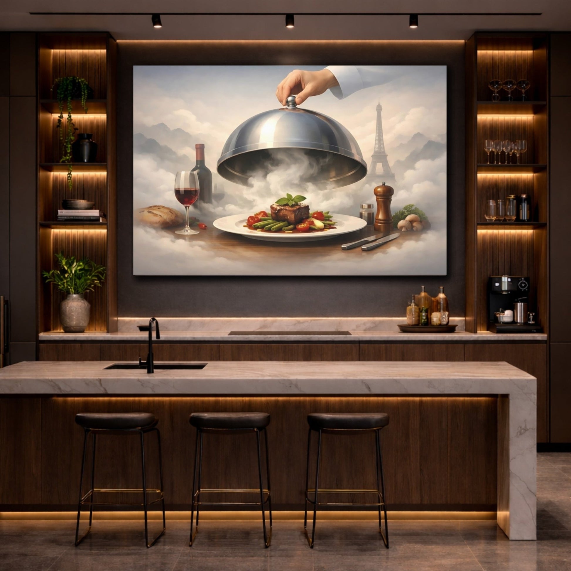 Fairytale Gourmet Meal Parisian Fine Dining - Canvas Wall Art Print - YesArtYes