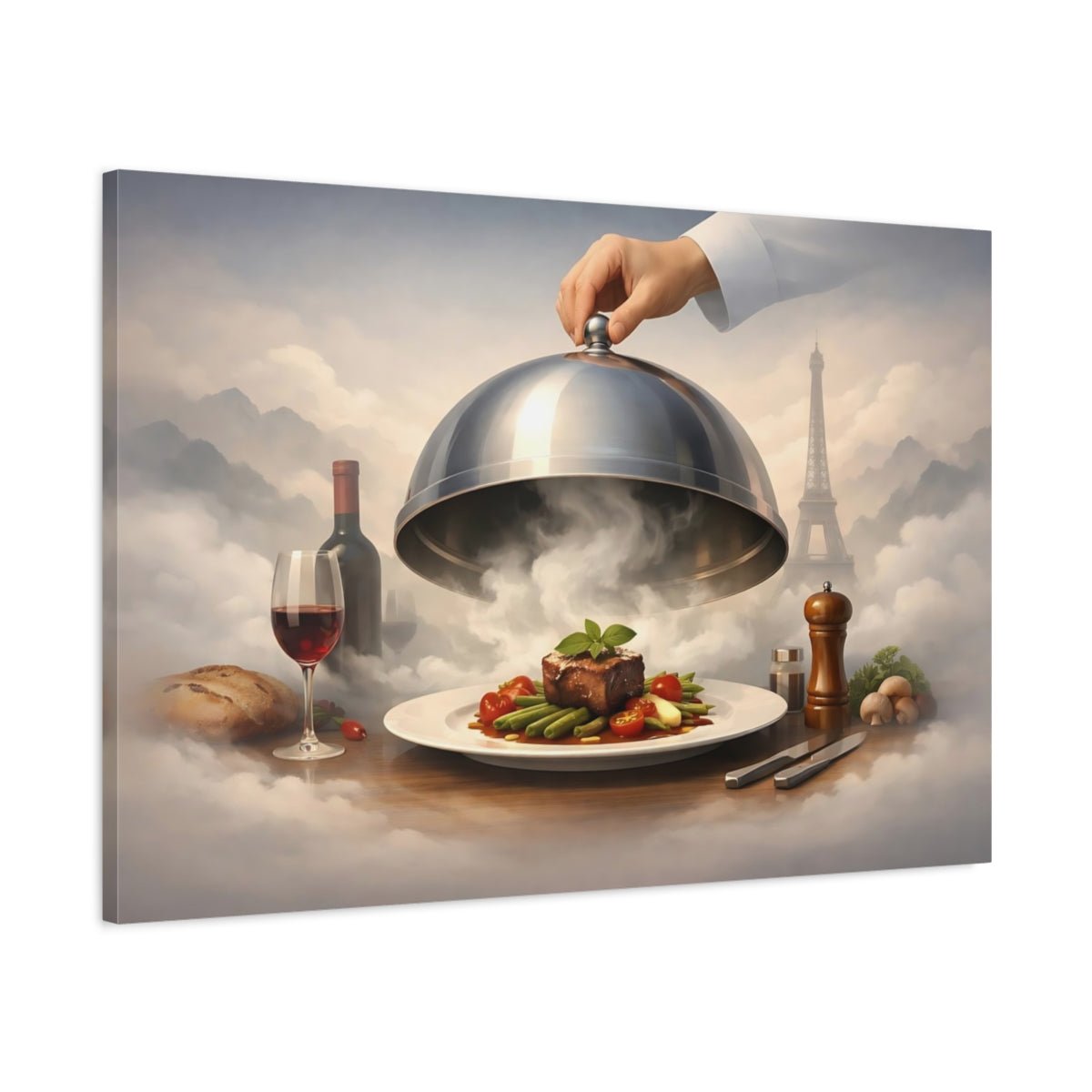 Fairytale Gourmet Meal Parisian Fine Dining - Canvas Wall Art Print - YesArtYes