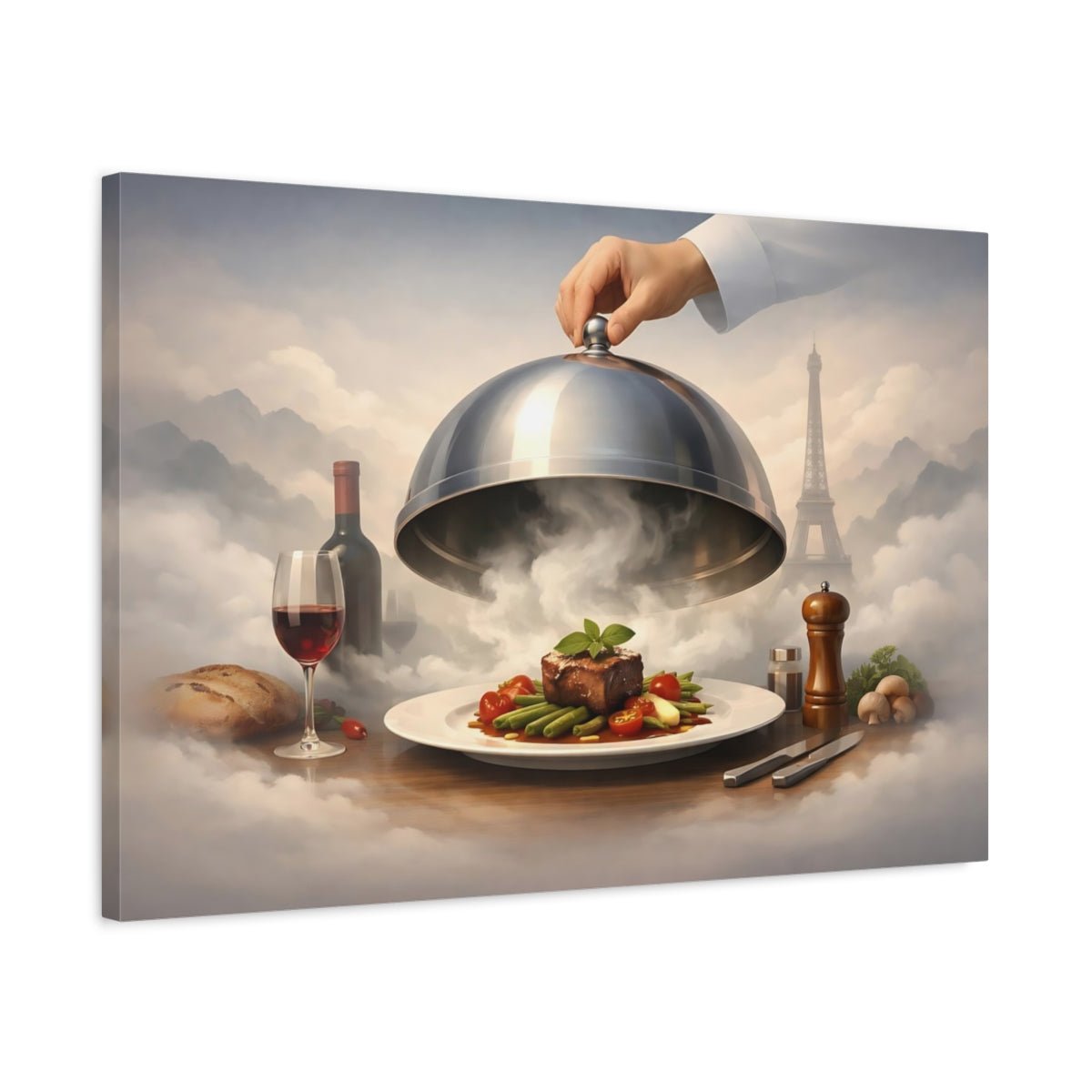 Fairytale Gourmet Meal Parisian Fine Dining - Canvas Wall Art Print - YesArtYes