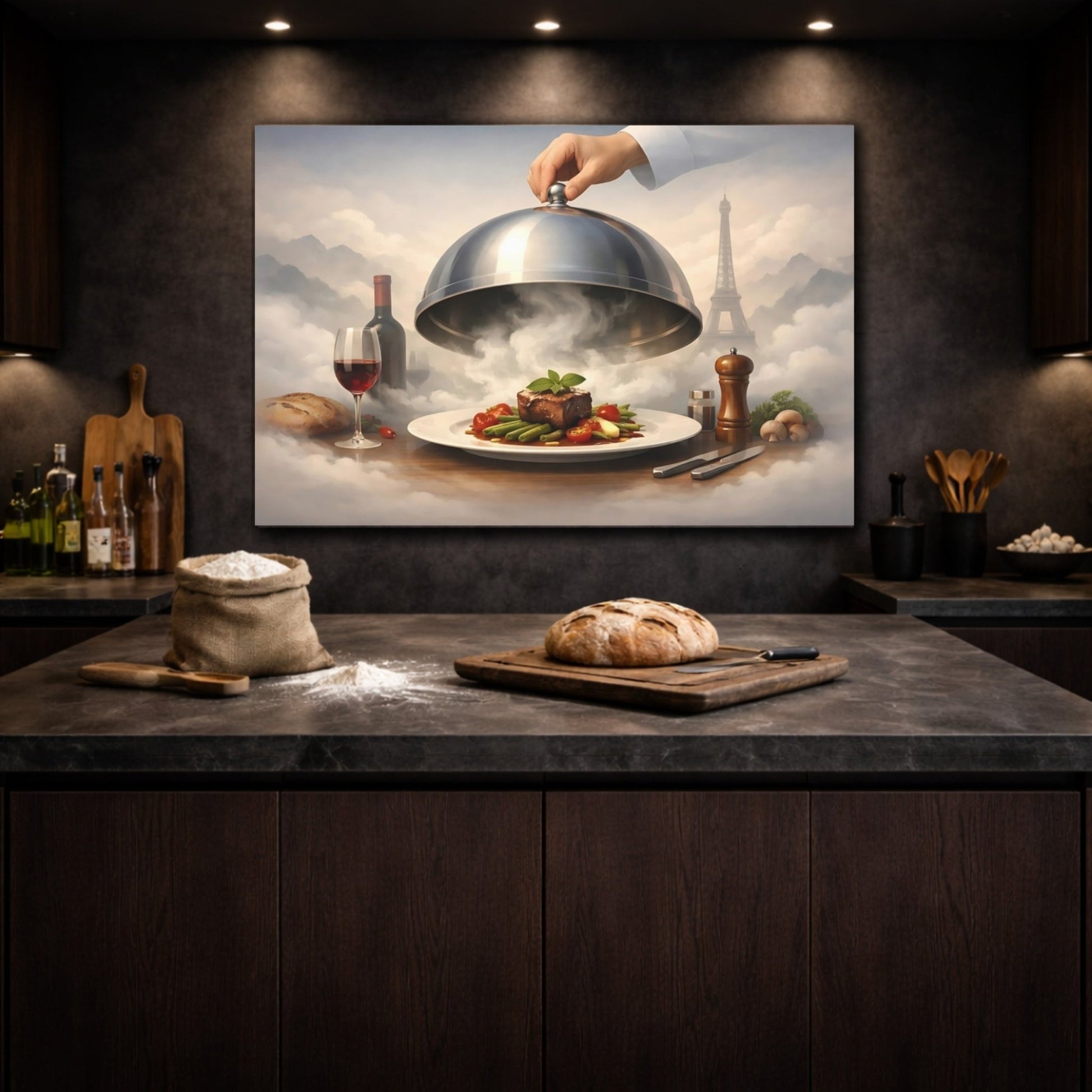 Fairytale Gourmet Meal Parisian Fine Dining - Canvas Wall Art Print - YesArtYes