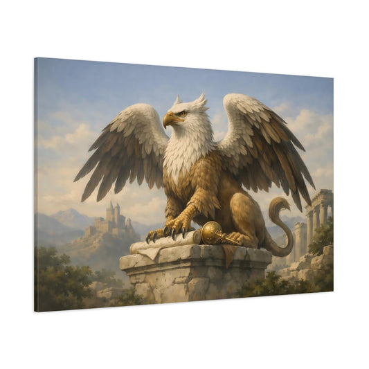 Fairytale Griffin Brown Gold - Canvas Wall Art Print - YesArtYes