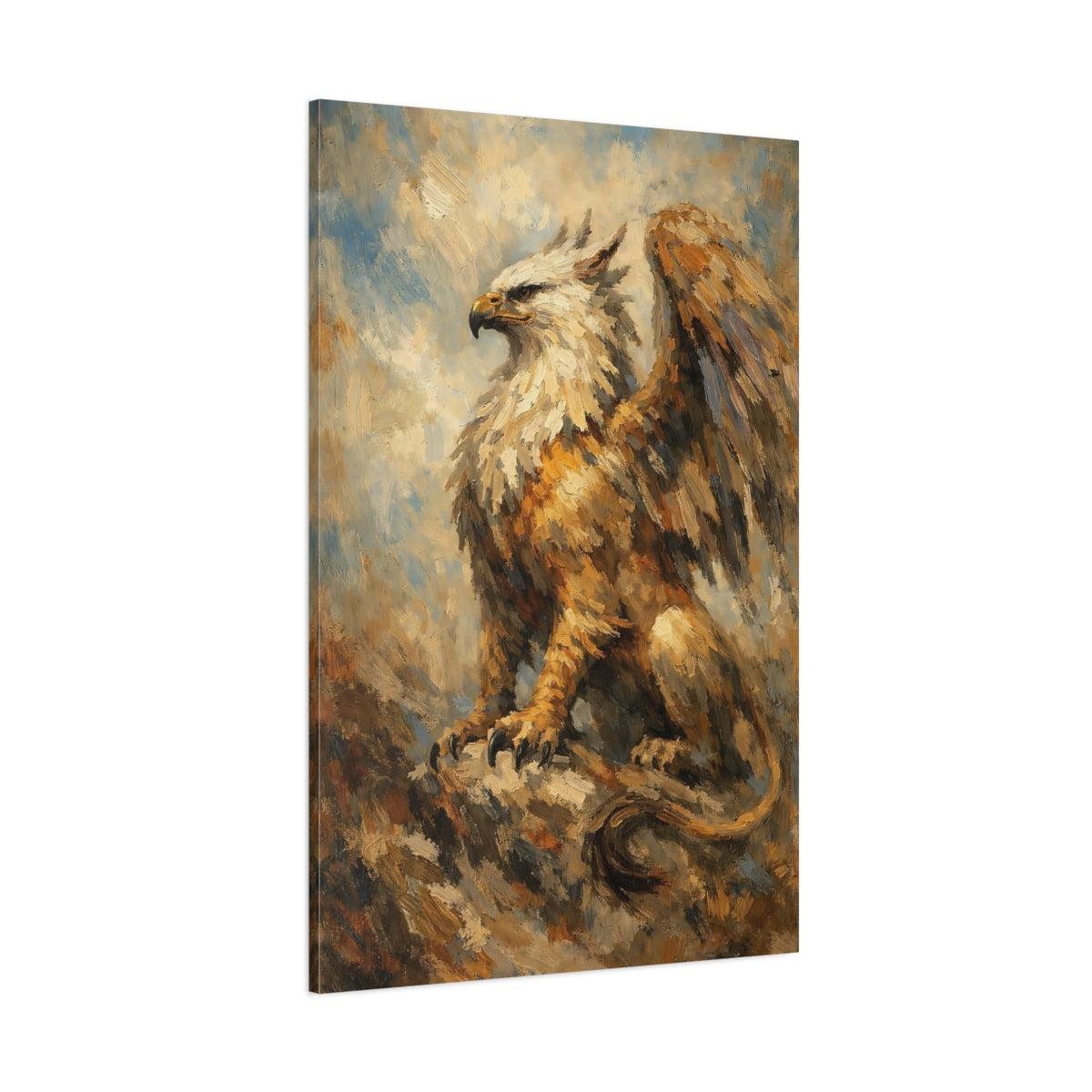 Main Mockup. Fairytale Griffin Griffin Painting shown as stretched canvas wall art