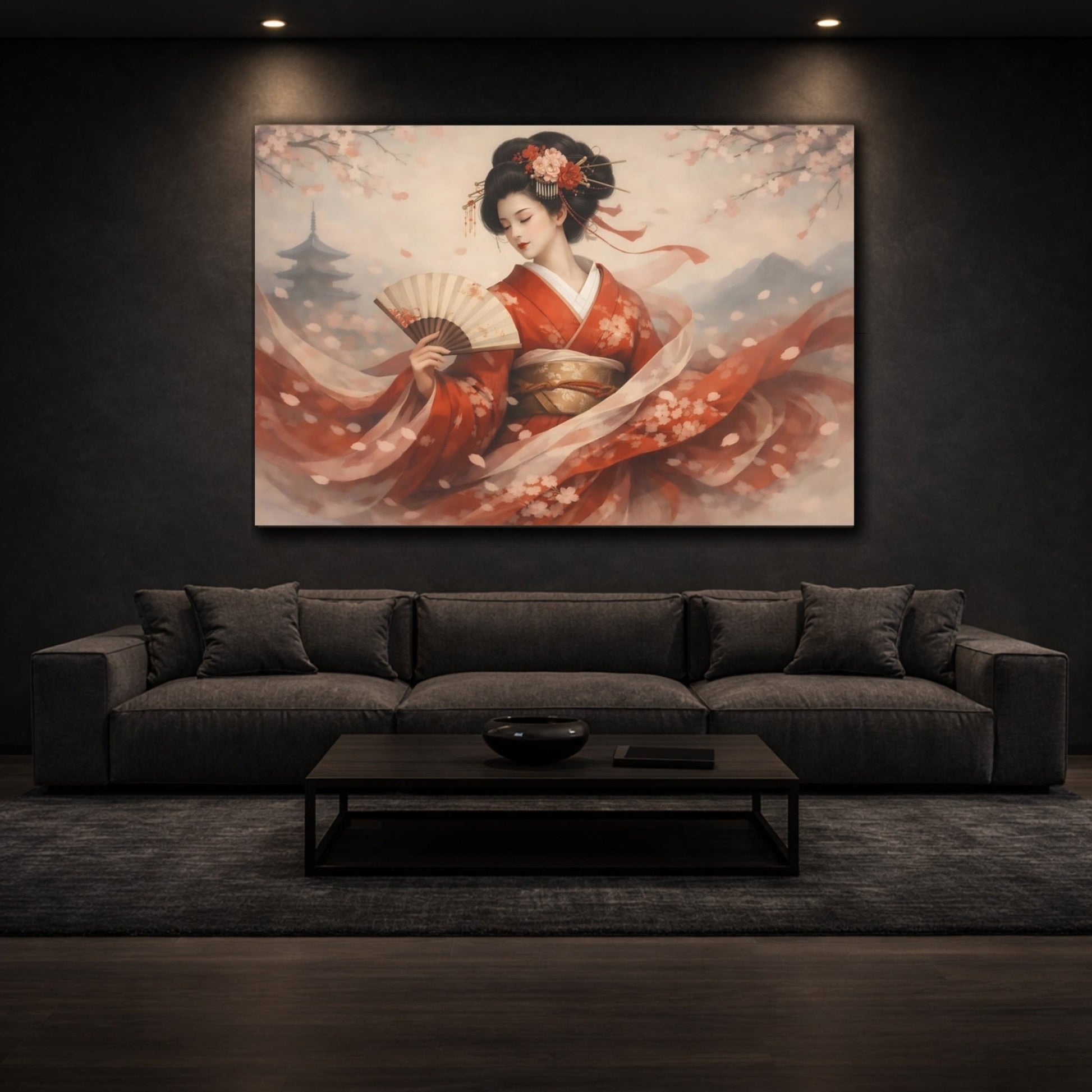 Fairytale Kimono Woman Red - Canvas Wall Art Print - YesArtYes