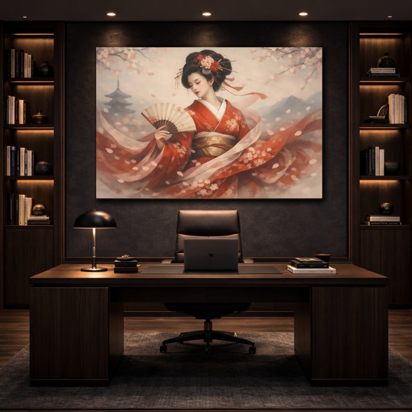 Fairytale Kimono Woman Red - Canvas Wall Art Print - YesArtYes