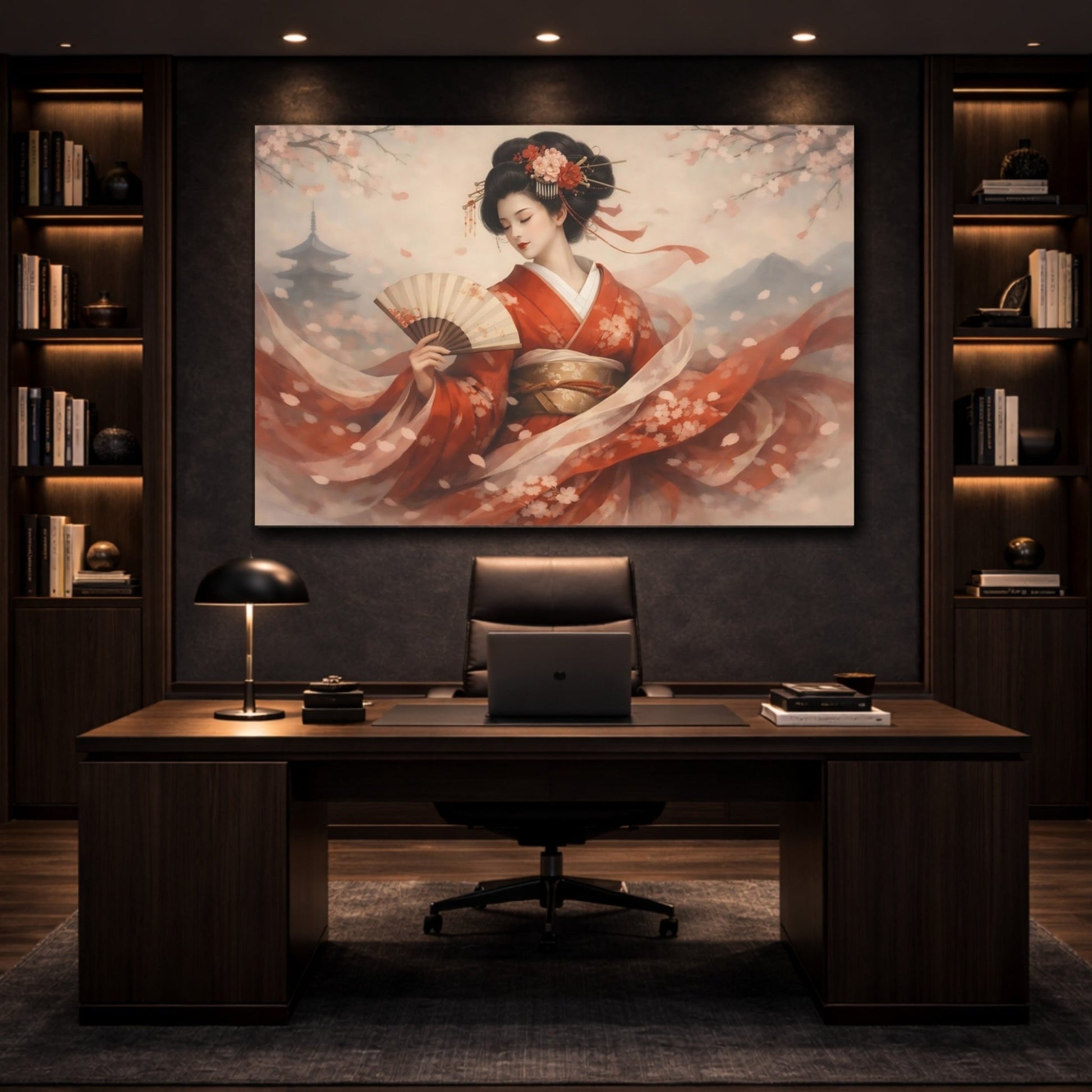 Fairytale Kimono Woman Red - Canvas Wall Art Print - YesArtYes