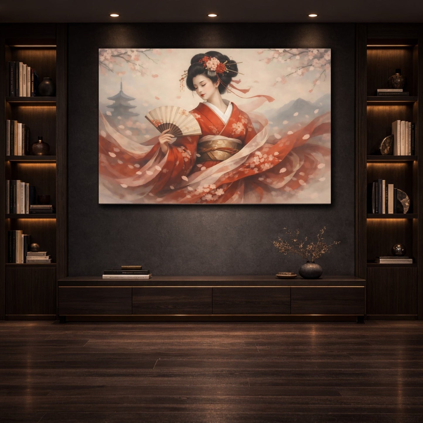Fairytale Kimono Woman Red - Canvas Wall Art Print - YesArtYes