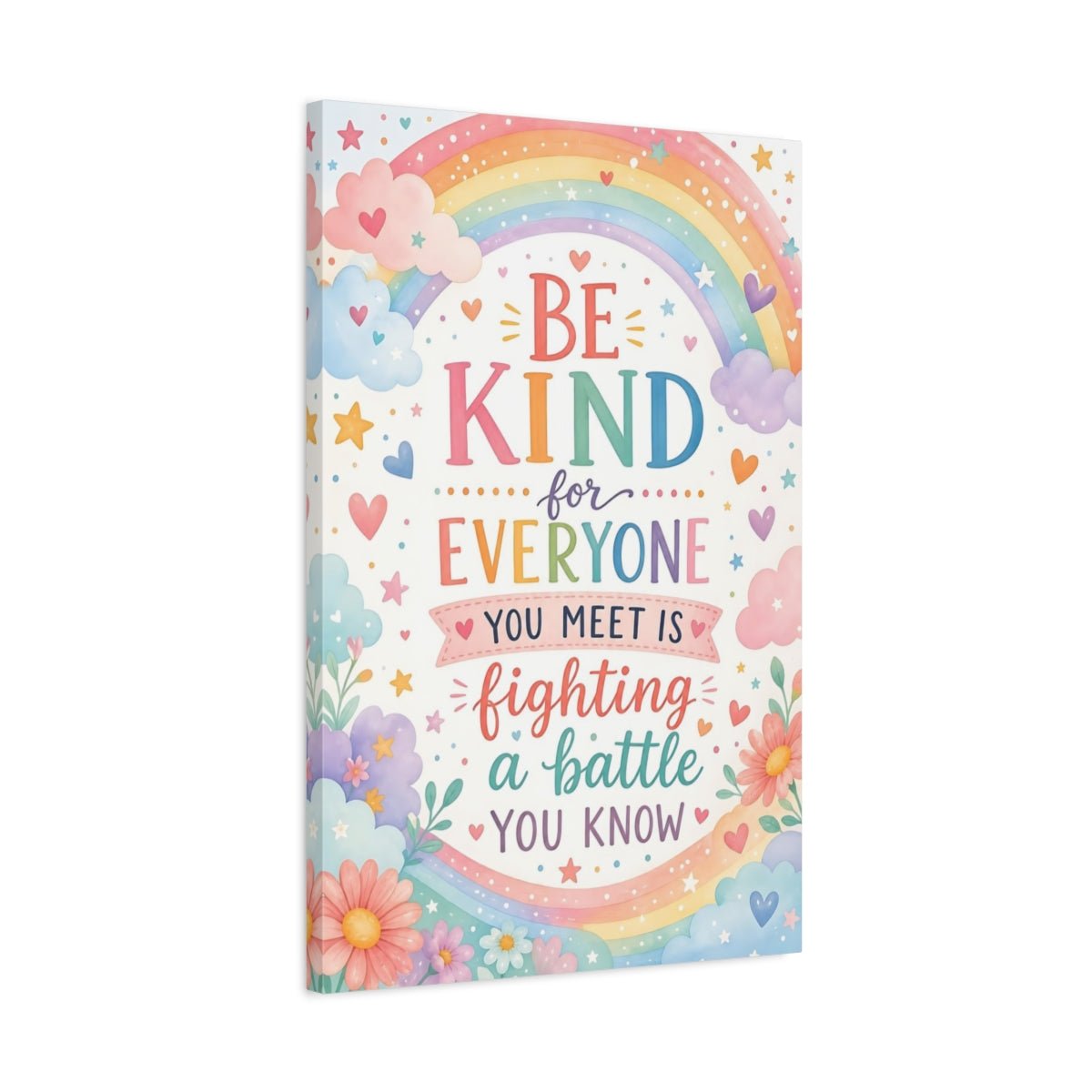 Fairytale Kindness Quote Pastel Rainbow Canvas Print – Kids Room, Playroom Wall - YesArtYes
