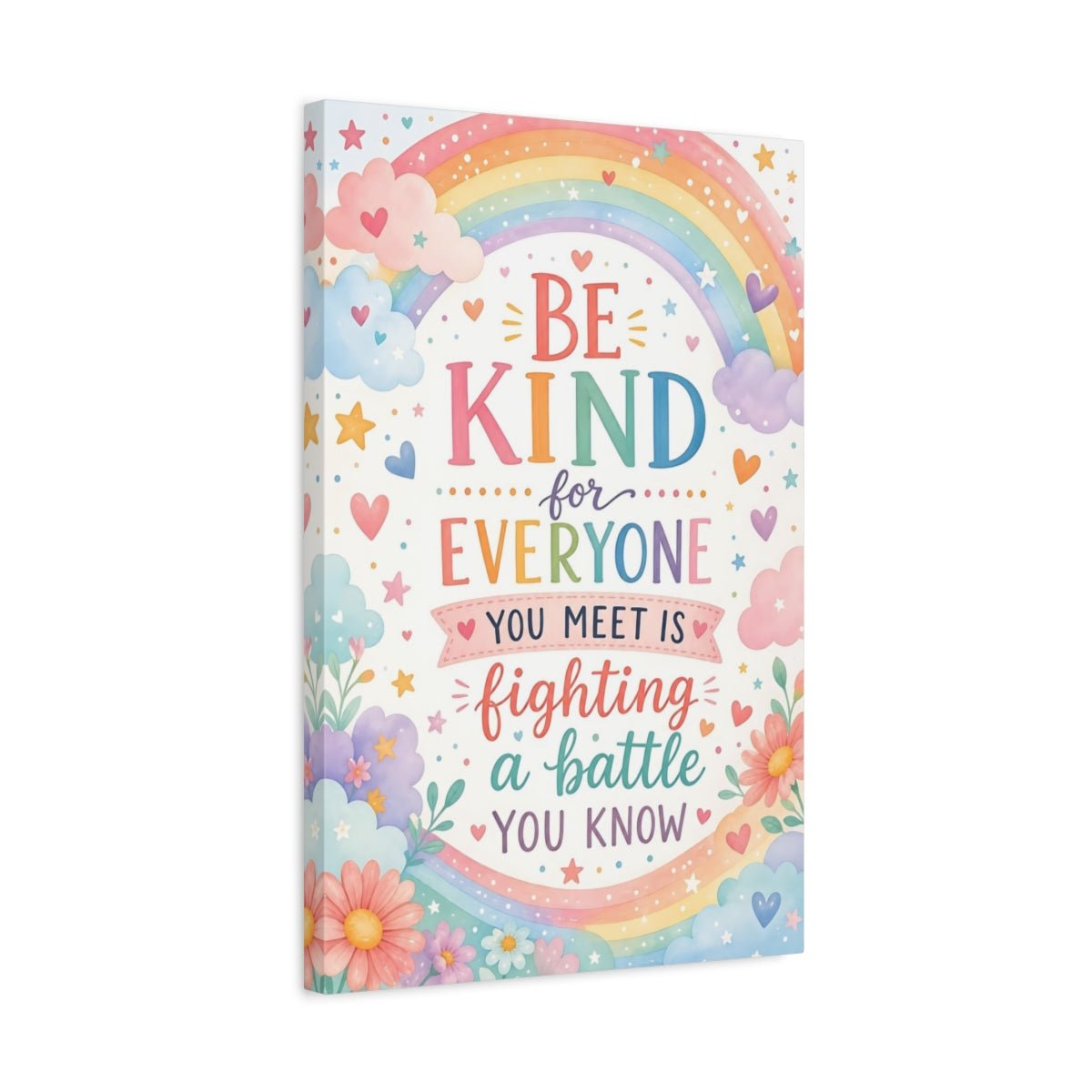 Fairytale Kindness Quote Pastel Rainbow Canvas Print – Kids Room, Playroom Wall - YesArtYes