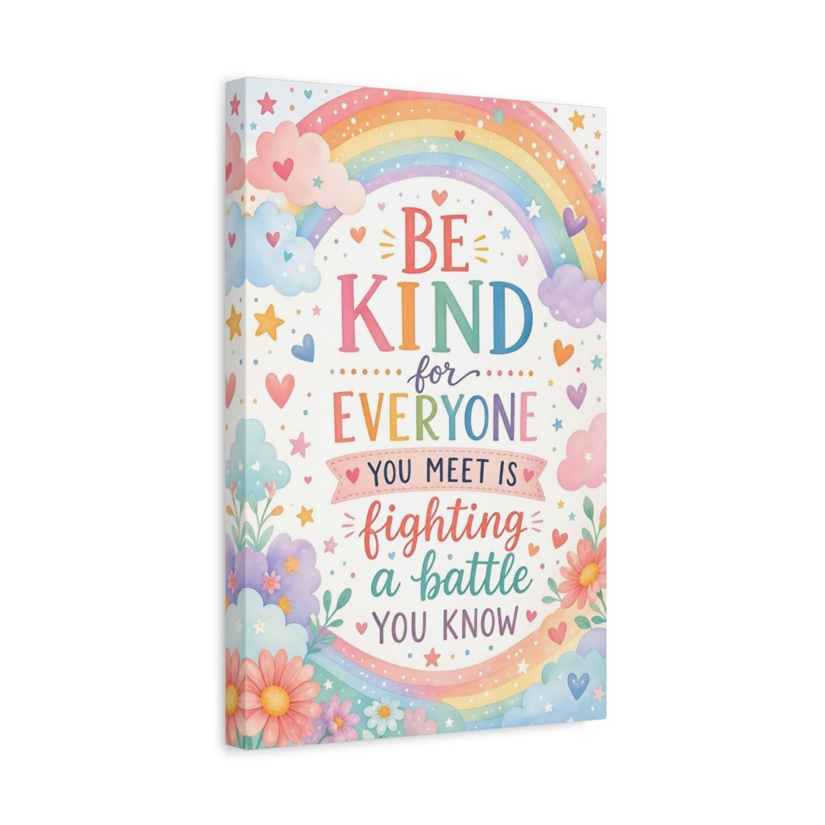 Fairytale Kindness Quote Pastel Rainbow Canvas Print – Kids Room, Playroom Wall - YesArtYes