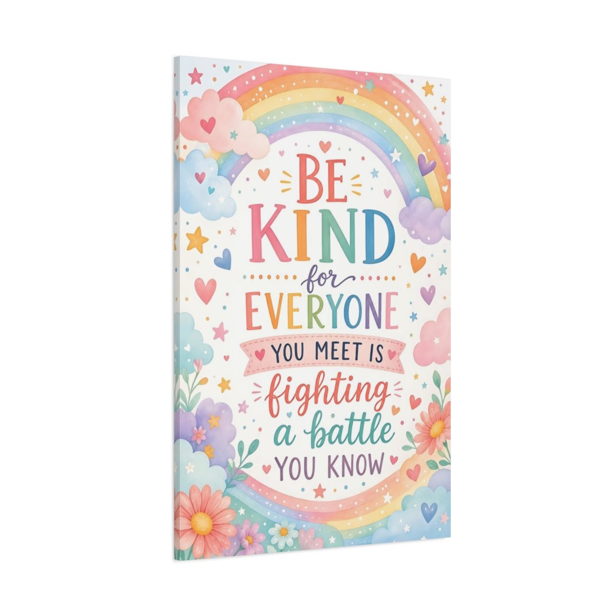 Fairytale Kindness Quote Pastel Rainbow Canvas Print – Kids Room, Playroom Wall - YesArtYes
