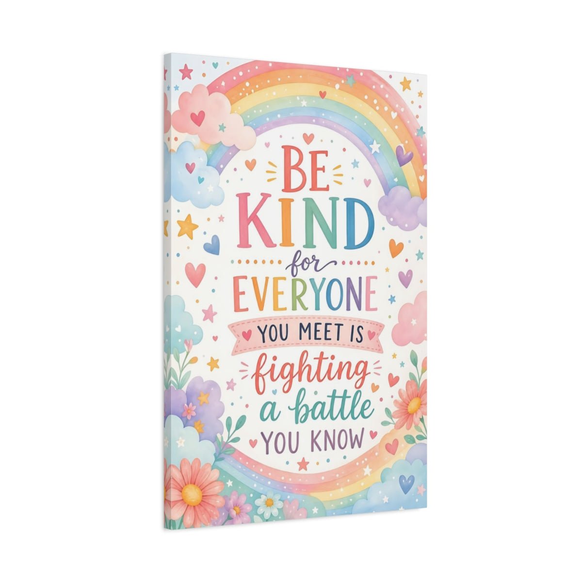 Fairytale Kindness Quote Pastel Rainbow Canvas Print – Kids Room, Playroom Wall - YesArtYes