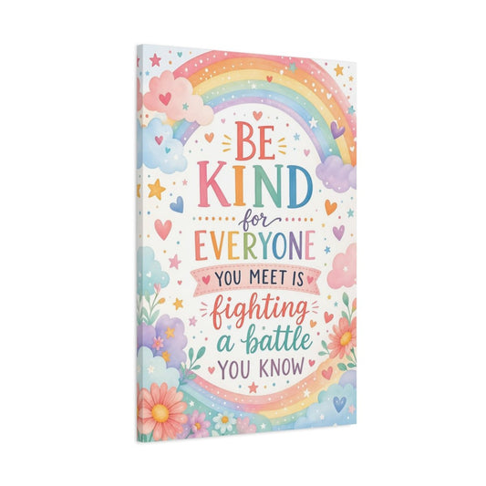 Fairytale Kindness Quote Pastel Rainbow Canvas Print – Kids Room, Playroom Wall - YesArtYes