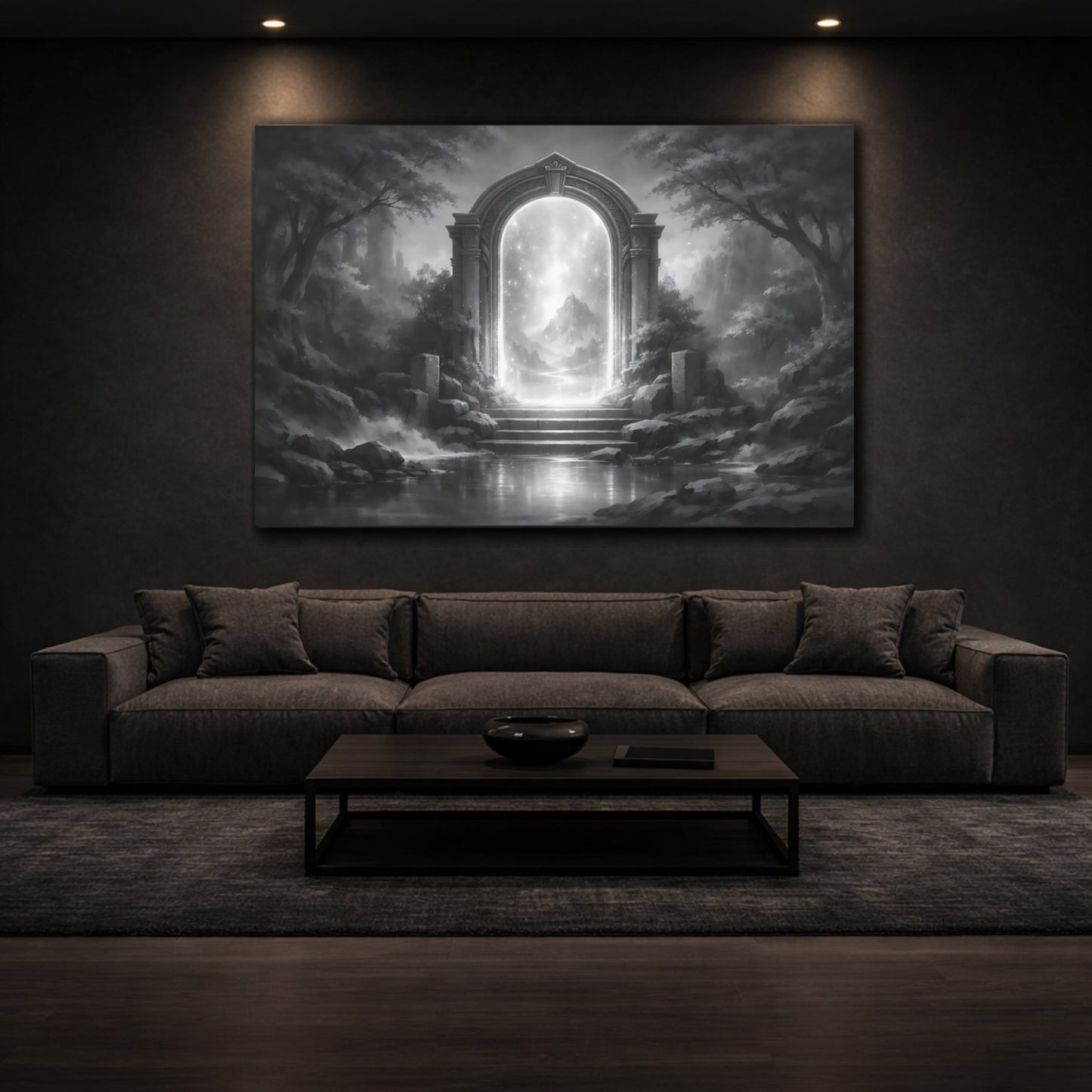 Fairytale Magic Archway Monochrome Fantasy Gateway - Canvas Wall Art Print - YesArtYes