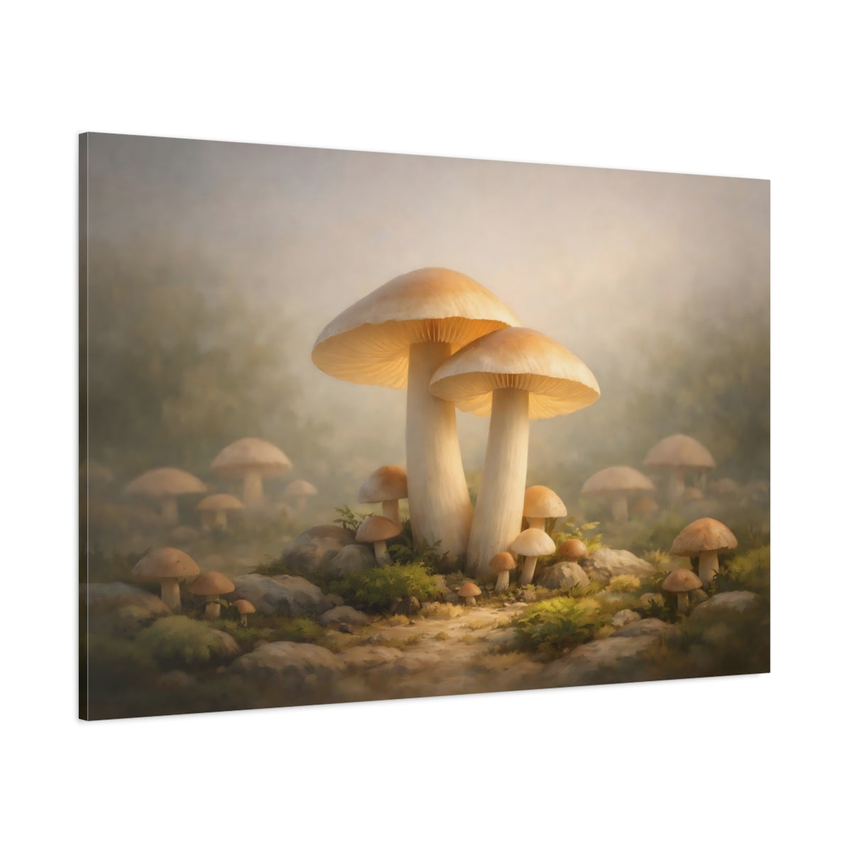 Fairytale Mushrooms Ethereal Mushrooms shown as stretched canvas wall art