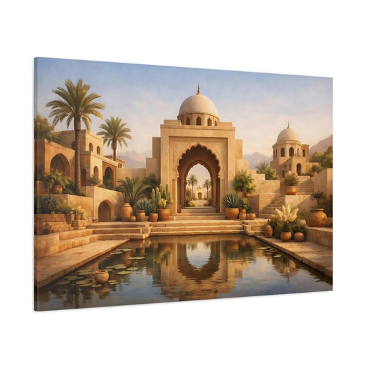 Fairytale Oasis Courtyard Sandstone - Canvas Wall Art Print - YesArtYes