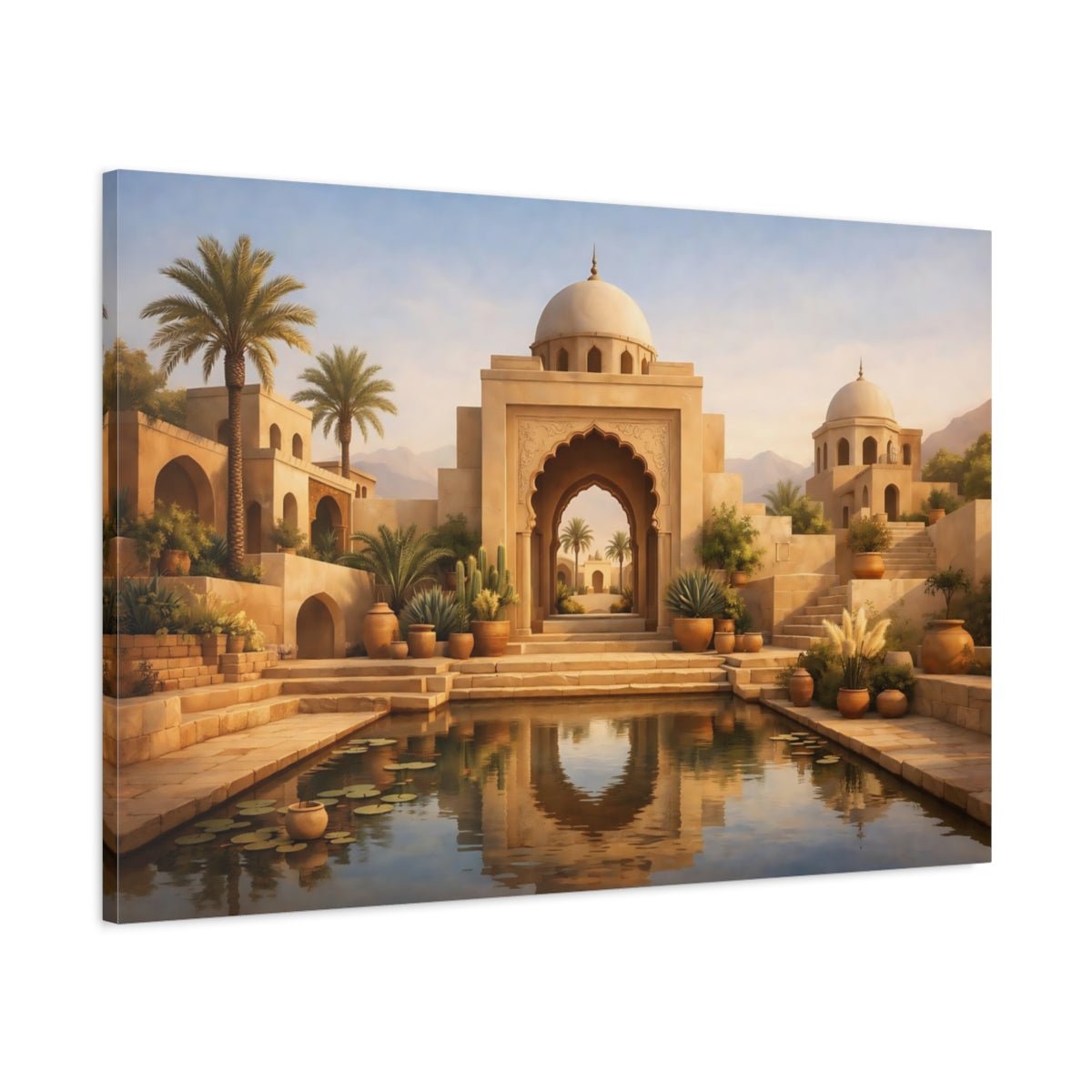 Fairytale Oasis Courtyard Sandstone - Canvas Wall Art Print - YesArtYes