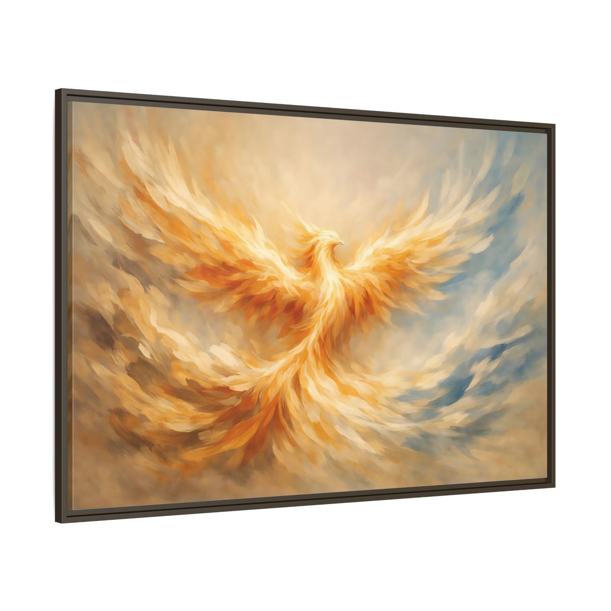 Main Mockup. Fairytale Phoenix Golden Phoenix shown as stretched canvas wall art